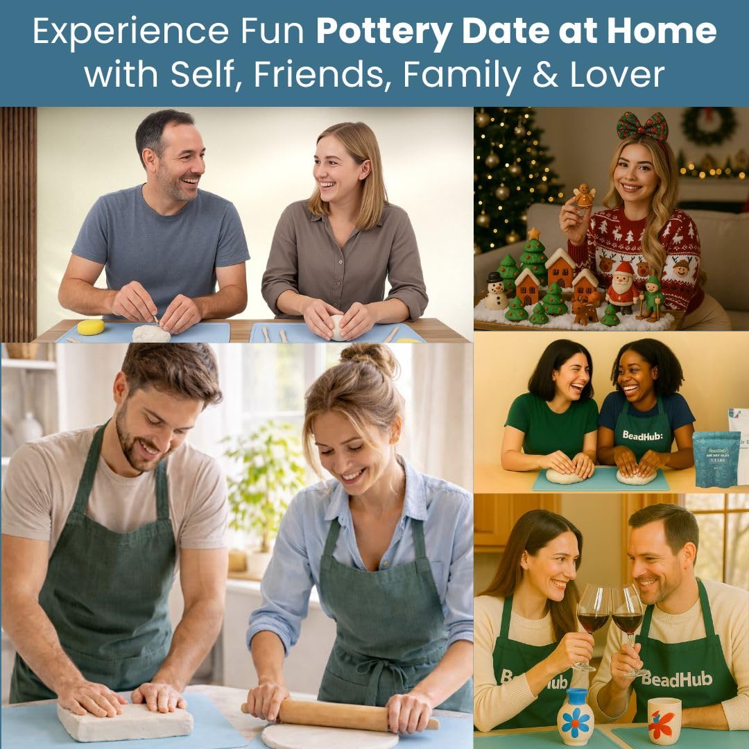 Beginner Pottery Kit - Air Dry Clay & Tools -2