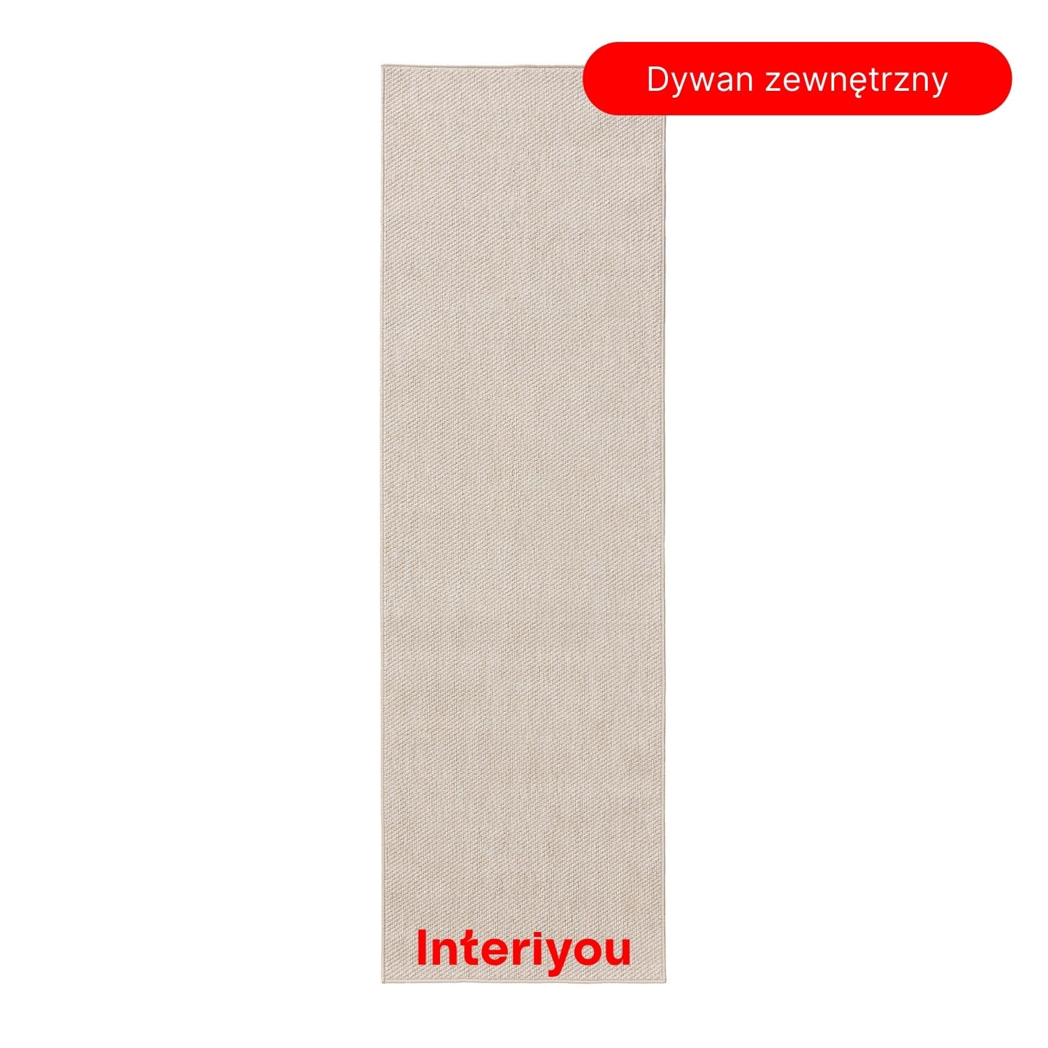 Interiyou dywan zewnętrzny Asti - Chodnik 80x250 cm Kremowy - Wygląd juty, odporny na warunki atmosferyczne, balkon, taras, ogród, kuchnia, odporny na promieniowanie UV, płaski splot