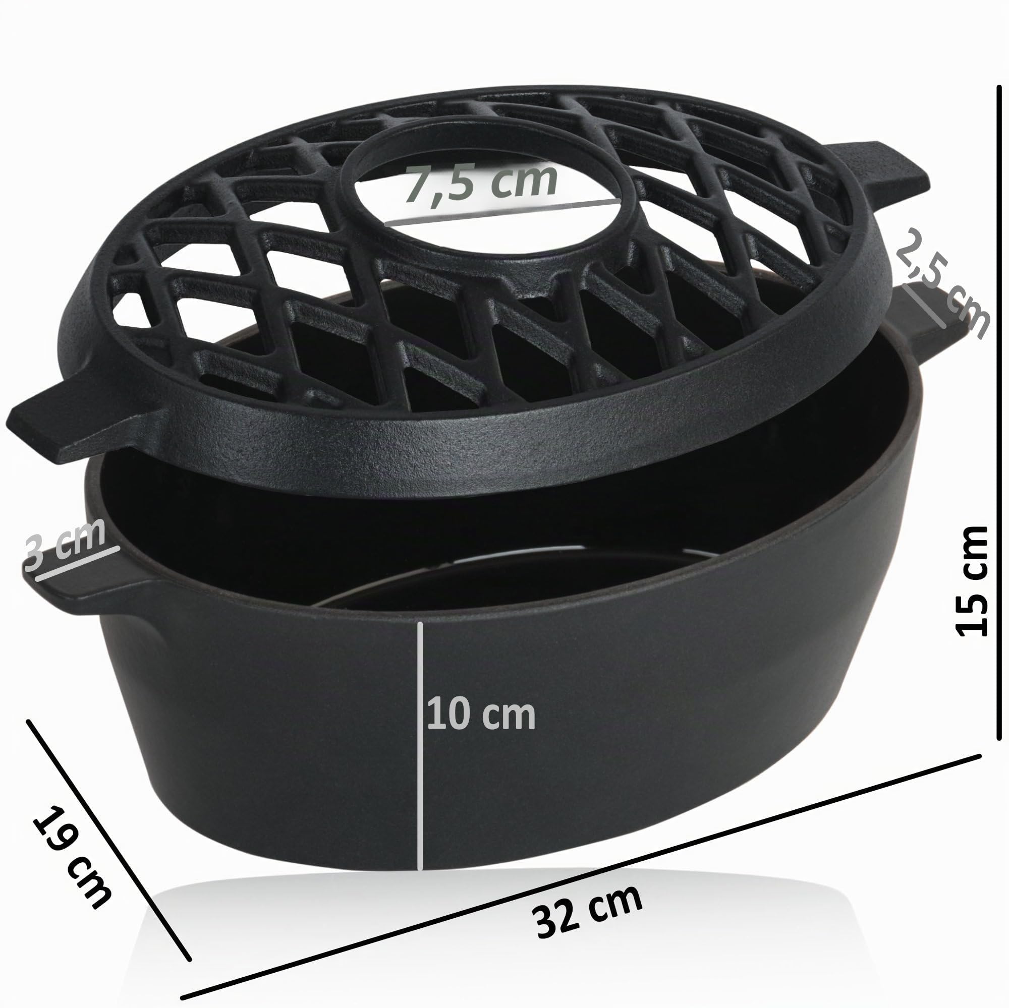 BBQ-Toro Umidificatore in ghisa smaltata | nero, 2,7 litri | Umidificatore in ghisa | Umidificatore per stufa a legna | Ciotola per camino, evaporatore per stufa, umidificatore per ambienti