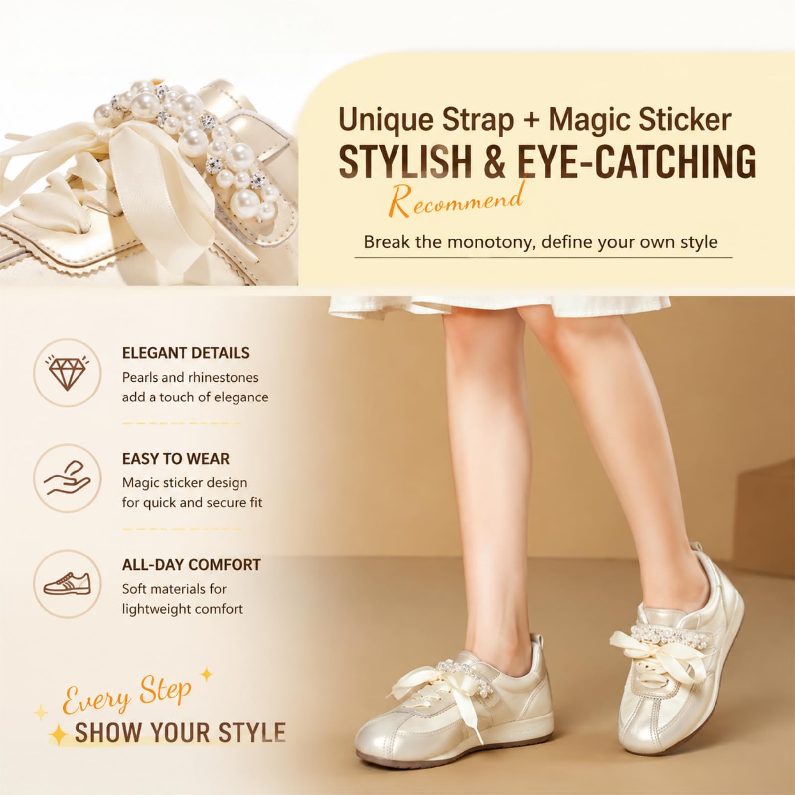 CYBHSM - Tenis de plataforma para mujer, con lazo perlado, gancho y bucle, estilo retro, ligeros, invisibles, con levantamiento de talón, zapatos casuales para caminar