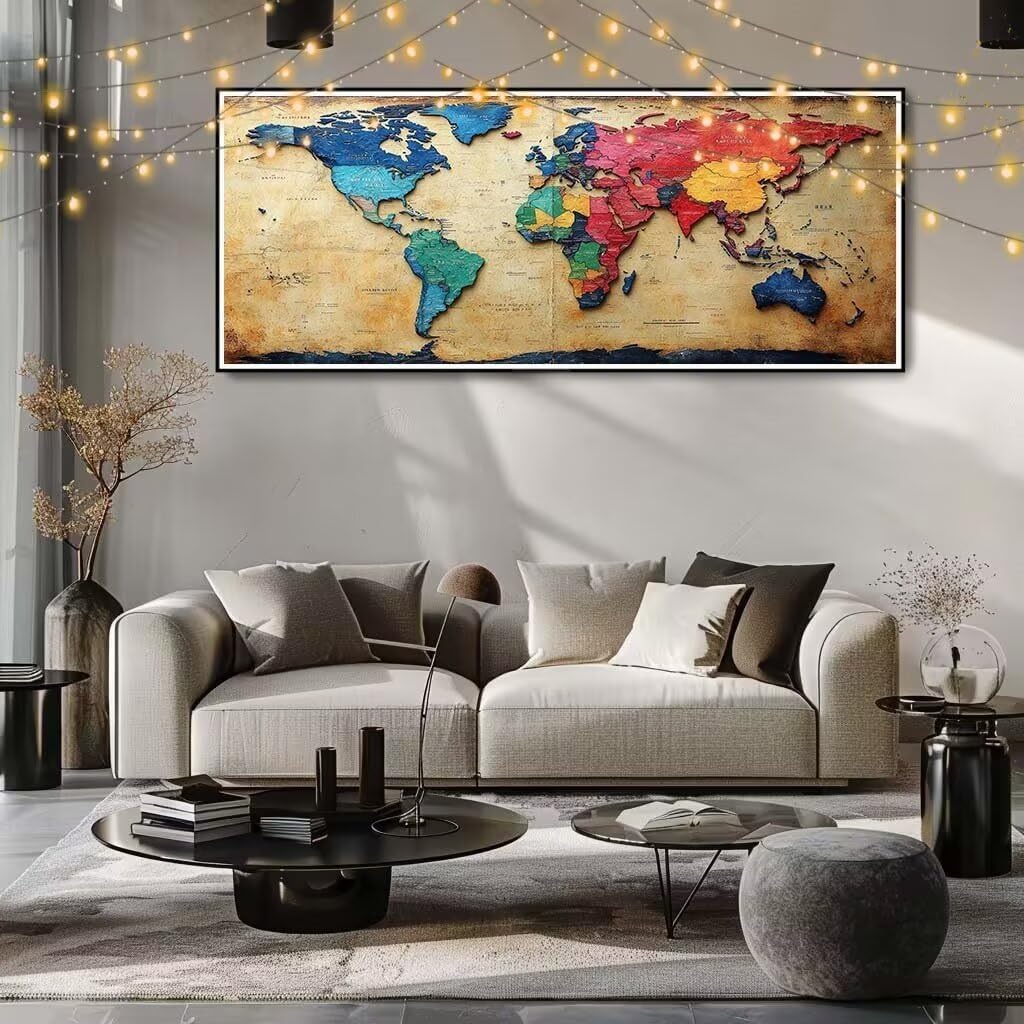 Obraz diamentowy 5D dla dorosłych, krajobraz, mapa, obraz "zrób to sam", obraz dla dzieci (80 x 160 cm), zestaw do malowania kryształkami, dekoracja ścienna 8E-2847