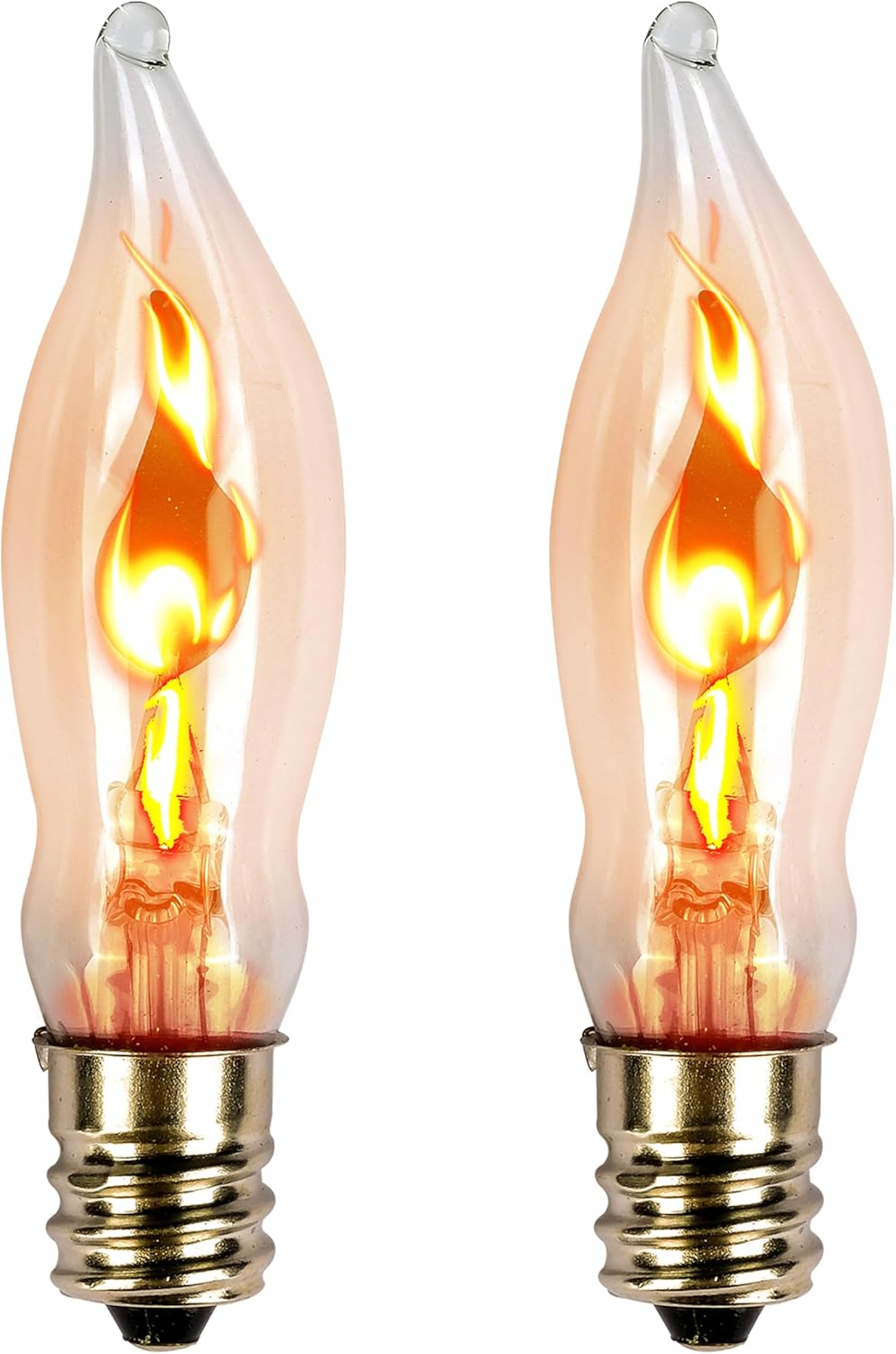 Flicker Flame Light Bulb for Hallowwen Christmas Decorative 3 Watt, 120V, E12 Flame Candelabra Light Bulbs（2 Packs）