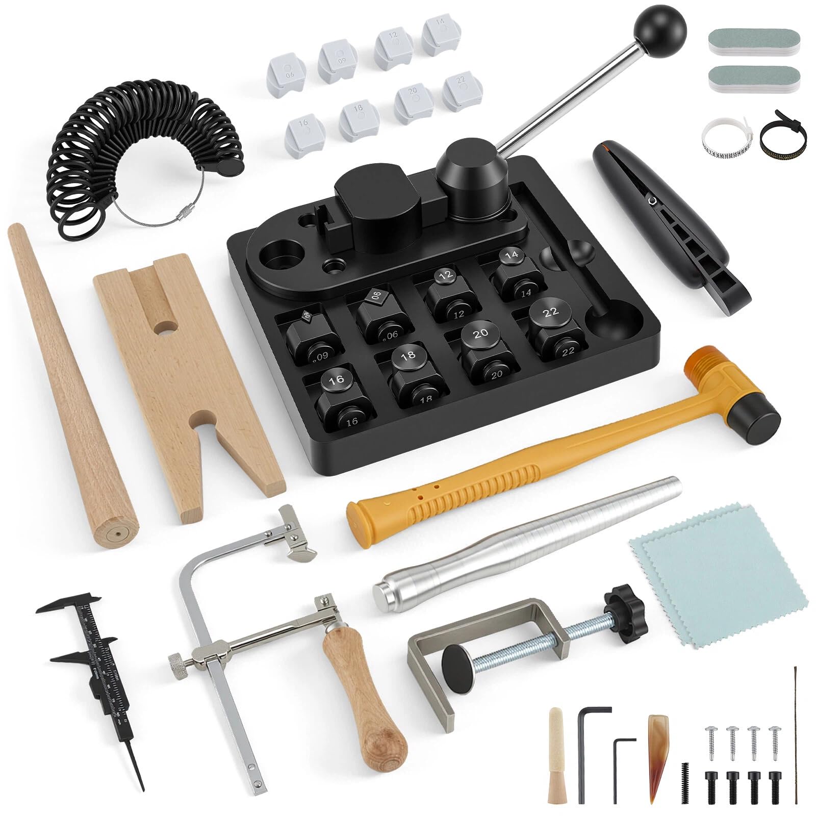 Ring Bending Tool Kit โ Professional 18-Piece Ring Maker Set with Bender, 16 Dies, Mandrels & Sizing Tools โ Manual Ring Bender for Jewellery Making, Spoon Ring, Metal Bending โ DIY Craft Supplies