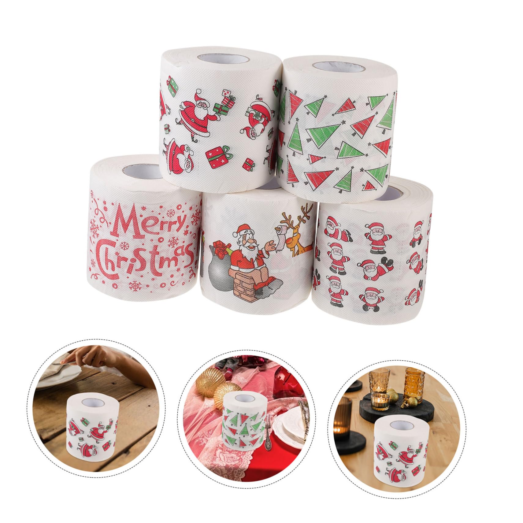 5rotoli Tovaglioli Natalizi di Carta Monouso Articoli per Feste di Natale Tovaglioli per Tavola Natale Pratici e Assorbenti