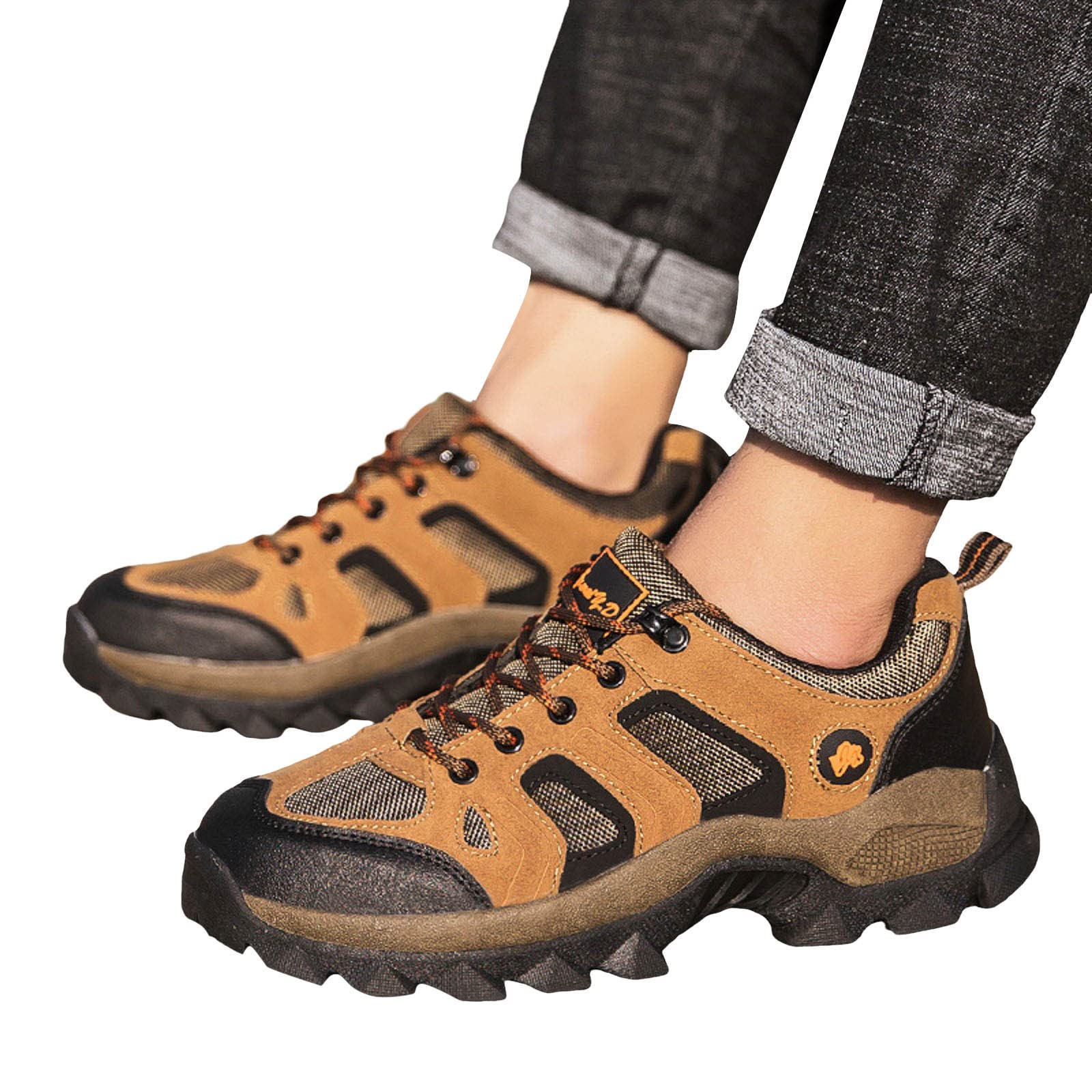 Męskie wytrzymałe buty do chodzenia na świeżym powietrzu oddychające siatkowe trampki trekkingowe z naturalnymi odcieniami ziemi antypoślizgowa trwała podeszwa na szlak turystyczny i codzienną
