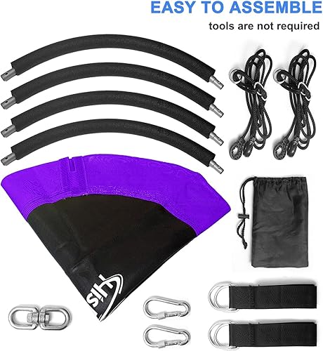 Miniatura 7 de Columpio de árbol de platillo de 43 pulgadas para niños, columpio redondo volador resistente, textil impermeable y resistente a todo tipo de clima,