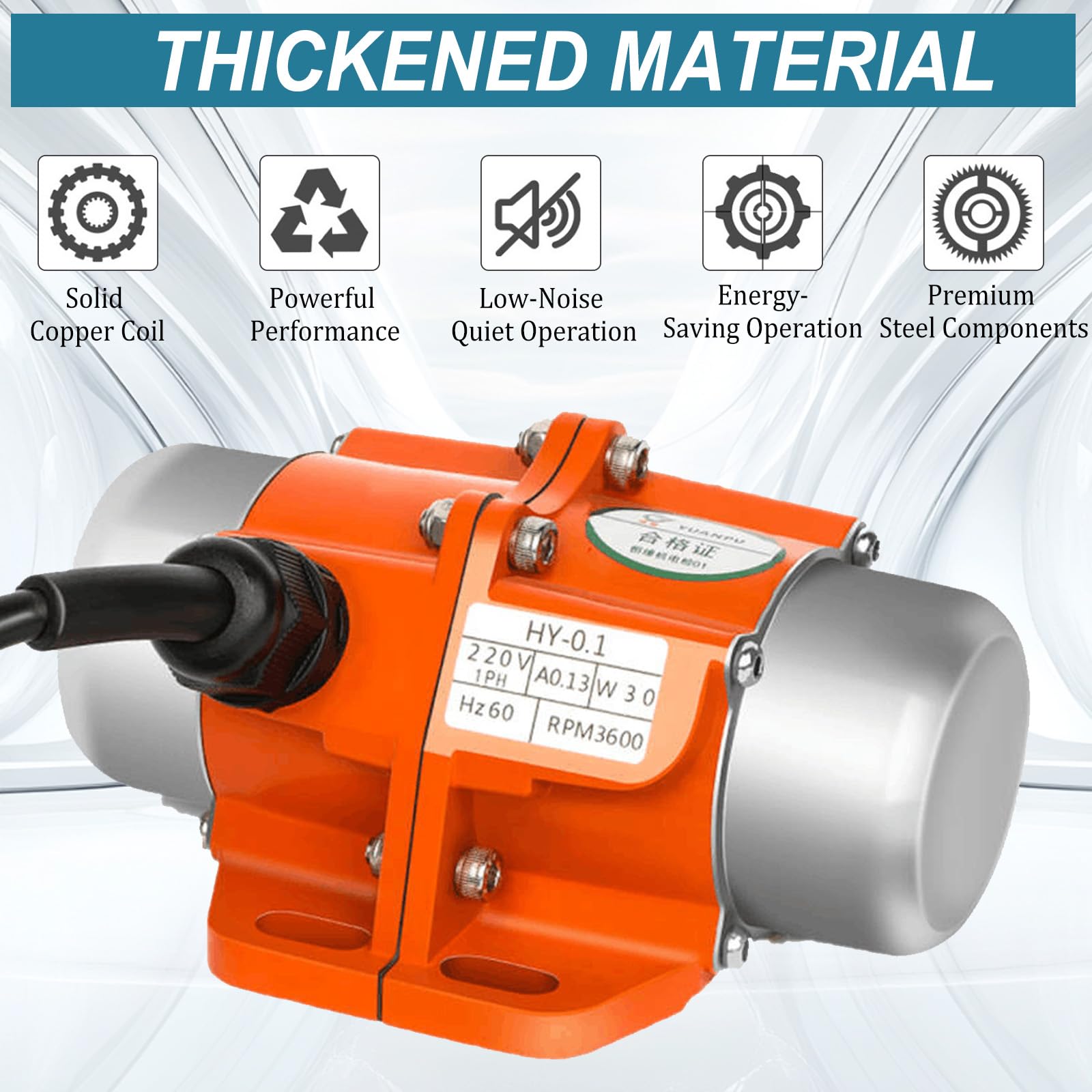 100W Elektrischer Vibrationsmotor, 220V Rüttelmotor aus Aluminiumlegierung mit 0-3000RPM Stufenloser Geschwindigkeitsregler für Bergbau Metallurgie Kohle Elektrizität Bauwesen