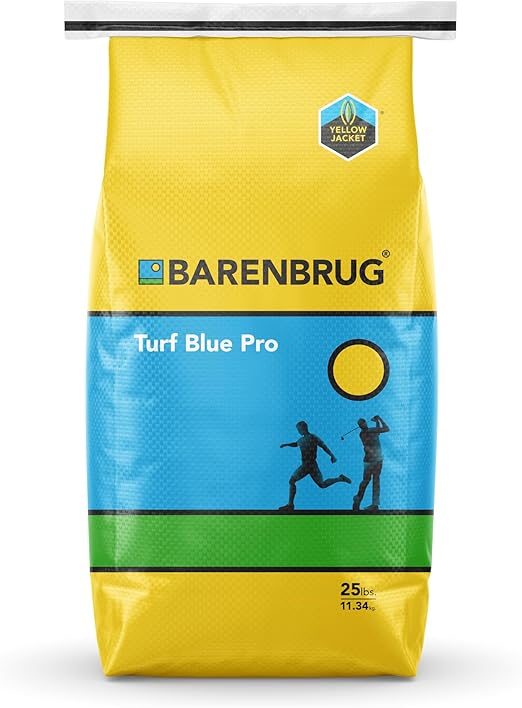 Barenbrug Turf Blue Pro Kentucky Bluegrass Lawn Seed with Yellow Jacket Seed Coating, All-Season Durable Grass Mix for Lawns, 25-lb. Bag