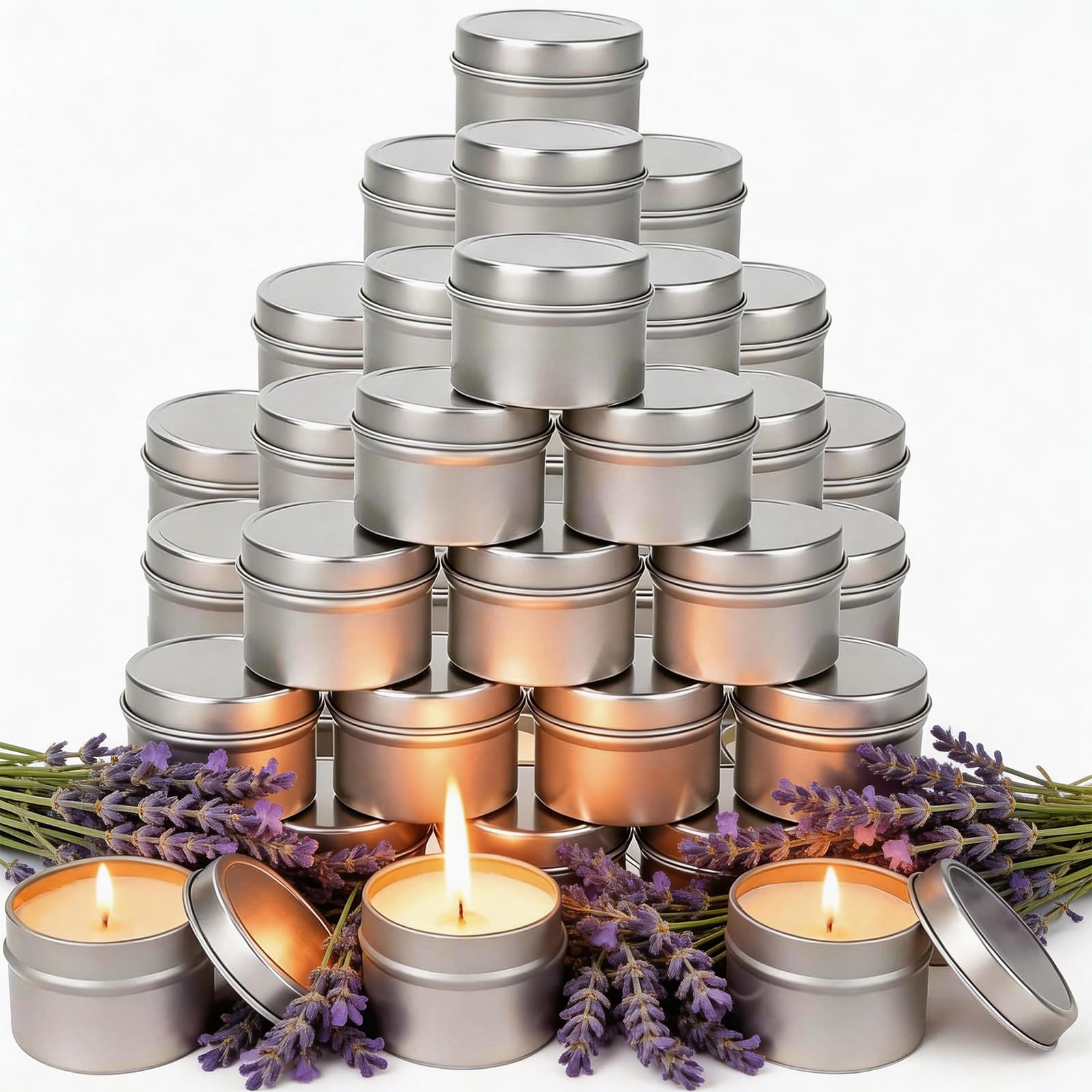 Set di 50 mini candele di soia profumate alla lavanda da 56,7 g, bomboniere per gli ospiti Bulk 50, la quantità di set multipli soddisfa le tue esigenze per regali di nozze e feste e bomboniere