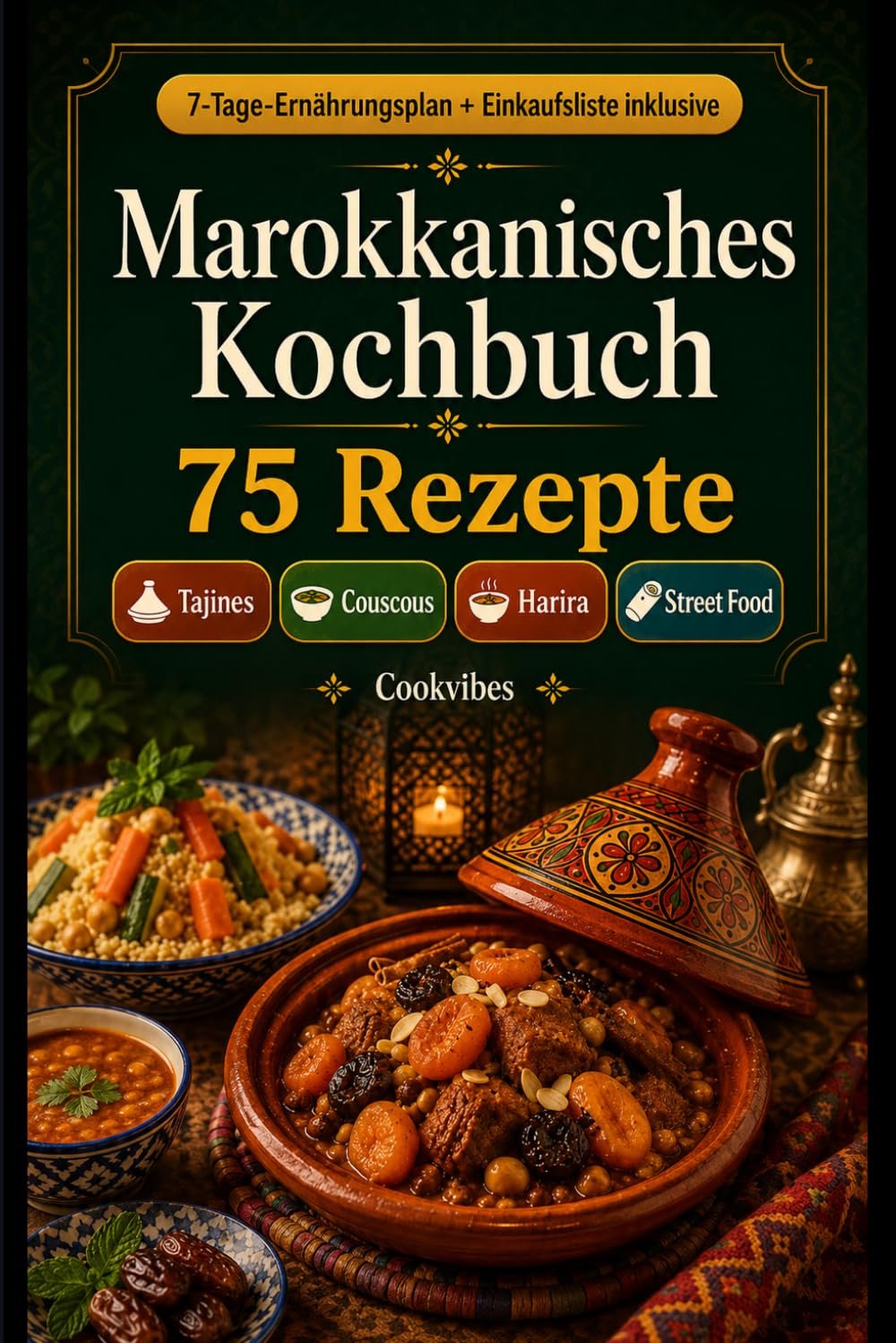 Marokkanisches Kochbuch: 75 traditionelle marokkanische Rezepte einfach gemacht für Anfänger, mit Tajines, Couscous, Harira, eingelegten Zitronen, Street Food und Desserts