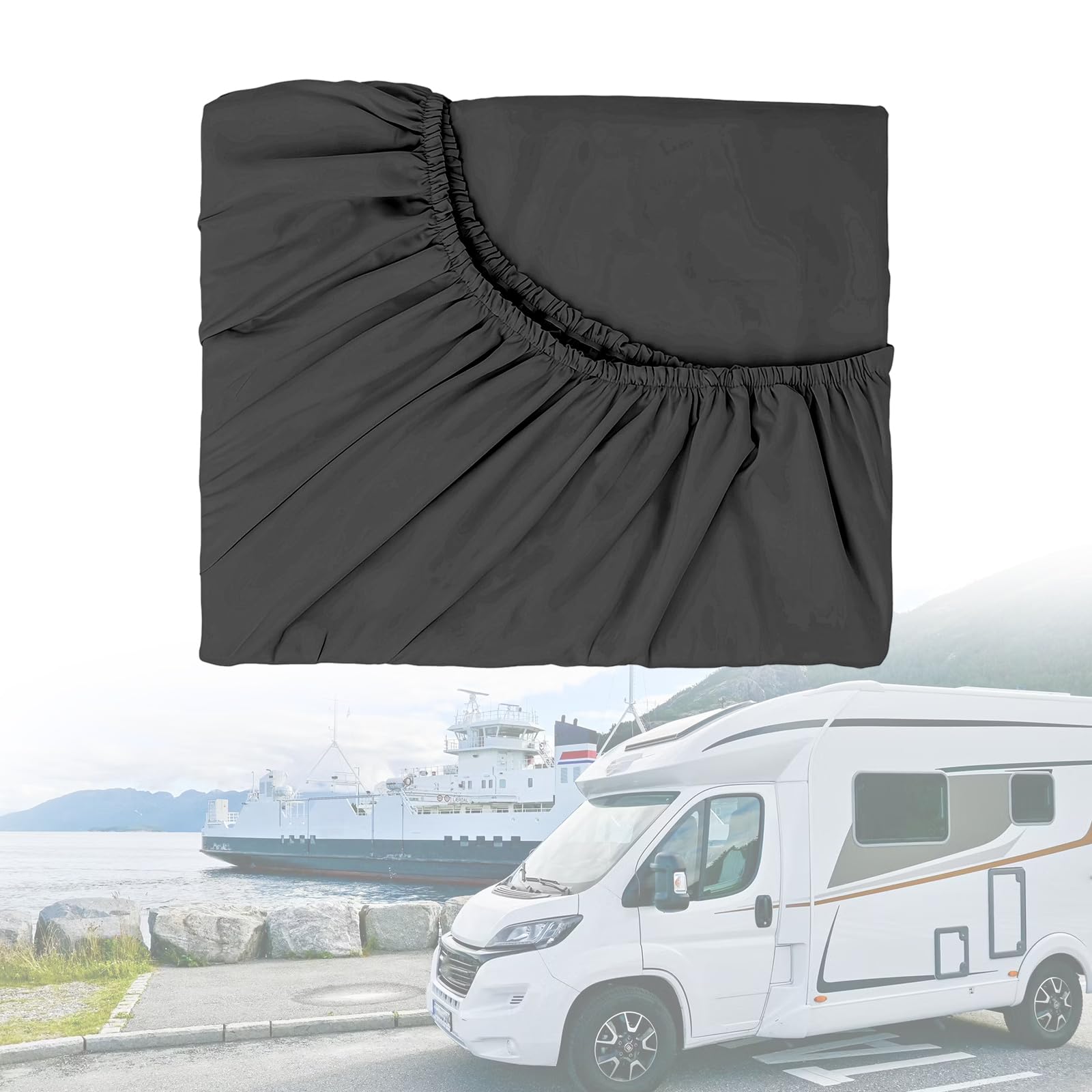 4-teiliges Wohnmobil-Spannbettlaken-Set mit Mittelmatratze – Wohnmobil-Bettlaken-Set für Wohnmobile von Volkswagen California/Mercedes-Benz Marco Polo/FIAT Ducato (Rauchgrau)