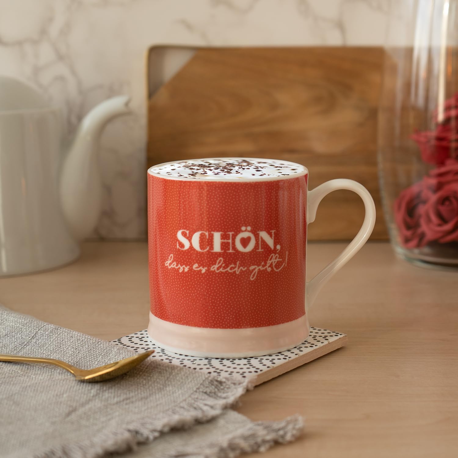 Tasse à Café Avec Anse Milano En Grès, Ocre De Rome-Fait Main-Céramique