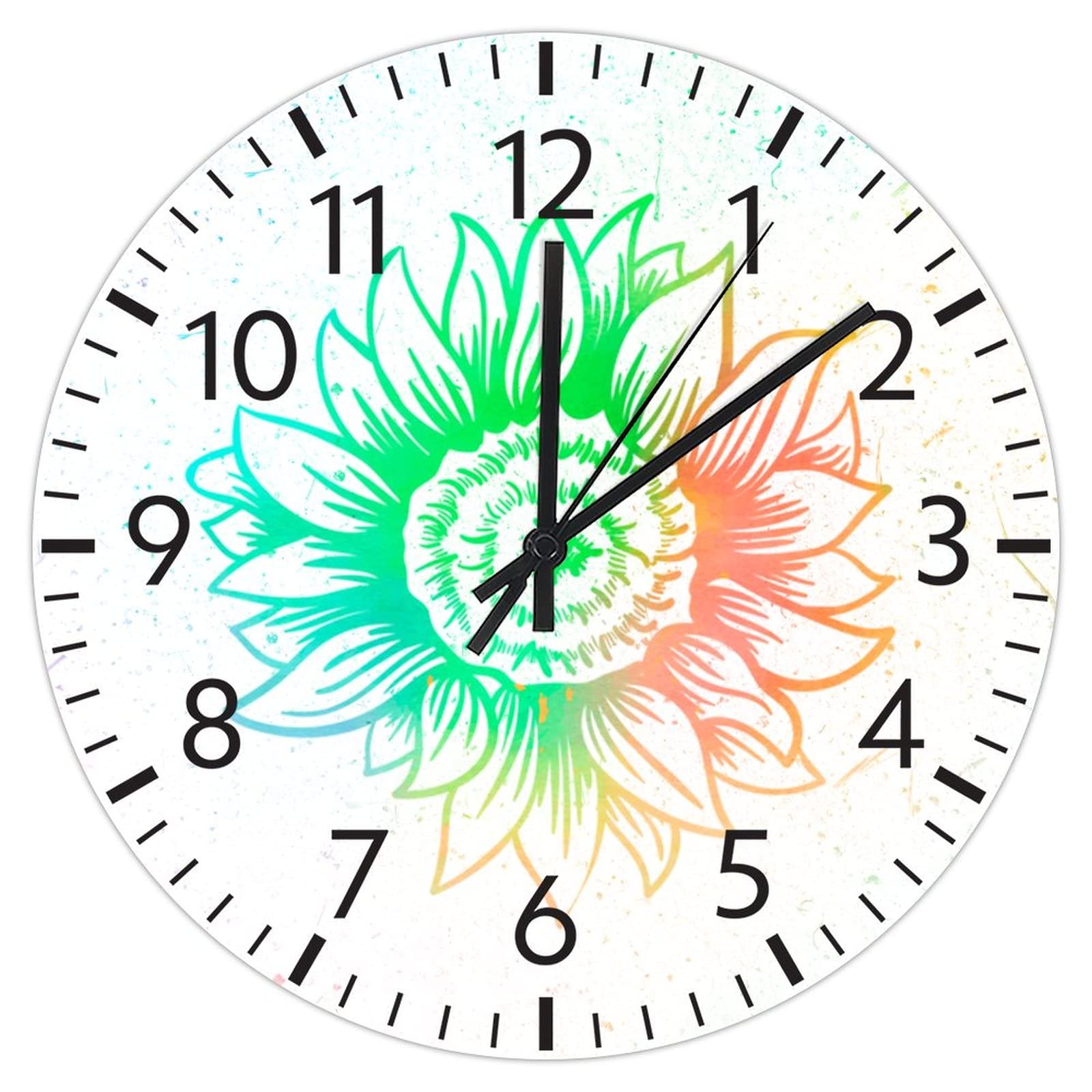 Horloge murale tournesol silencieuse sans tic-tac pour le sommeil