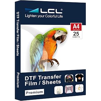 LCL DTF Transfer Film Paper A4 21 x 29.7 cm - 25 Sheets Premium Double-Sided Matt Clear PreTreat Sheets - Pet Heat Transfer Paper