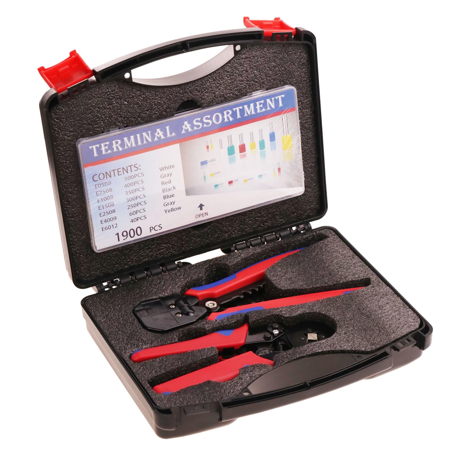 Kit de herramientas de crimpado y pelacables de virola, contiene una herramienta de crimpado de alambre de trinquete autoajustable AWG 23-7 (0,25-10 mm²), adecuada para pelacables AWG10-24 (0,2-6 mm²