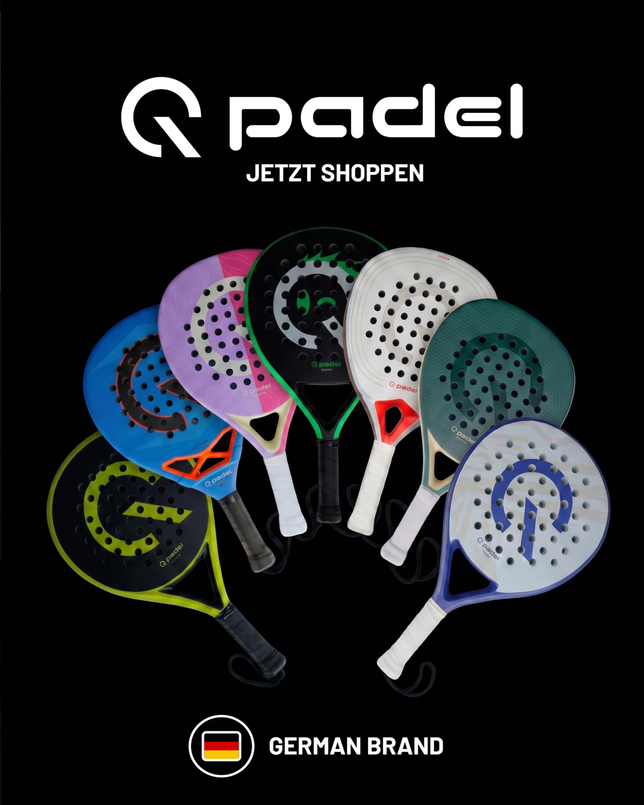 Q Padel C300W Padel Schläger aus 3K Carbon, 360g – Hohe Kontrolle durch Control Sweetspot, präzises Racket für ambitionierte Spieler