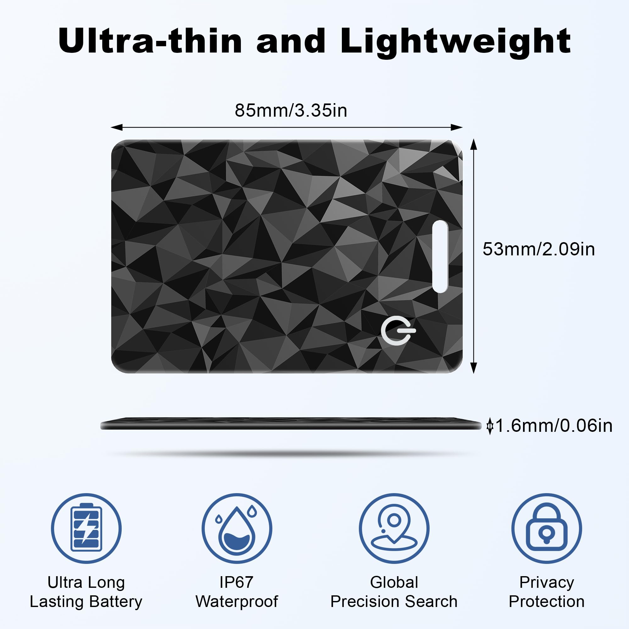 Tarjeta de seguimiento de cartera para Apple Find My (solo iOS), rastreador Bluetooth ultrafino, buscador de billetera, IP68, impermeable, localizador de artículos delgado para carteras, llaves