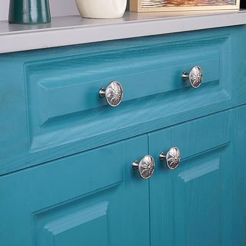 Miniatura 4 de Paquete de 8 pomos de níquel cepillado para gabinetes, 1-25 pulgadas de diámetro, pomos plegables de níquel para cajones de baño, cocina, cajones,