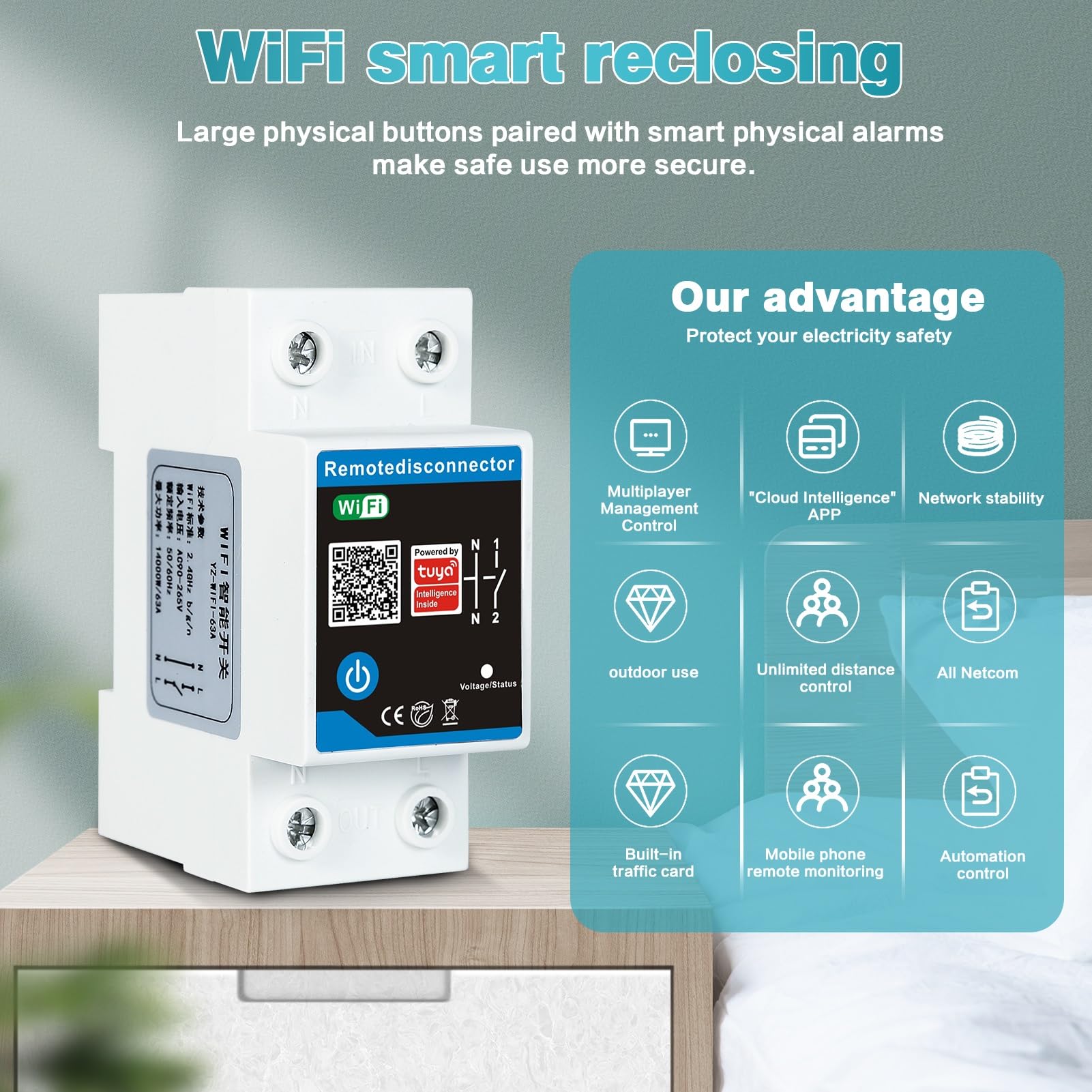 DEWIN Minuterie sur Rail DIN avec Wi-FI, Interrupteur Intelligent Tuya WiFi sur Rail DIN avec Application Mobile et télécommande, 63 A AC 230 V