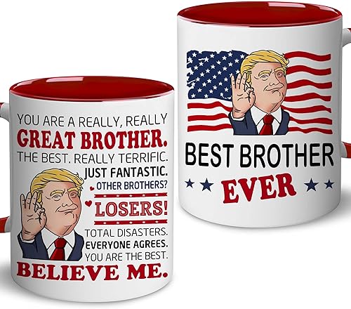 BECHUSKY Taza de café para el día del padre, regalos de cumpleaños para hermanos adultos, hermano mayor, hermano mayor de hermana, hermana joven,