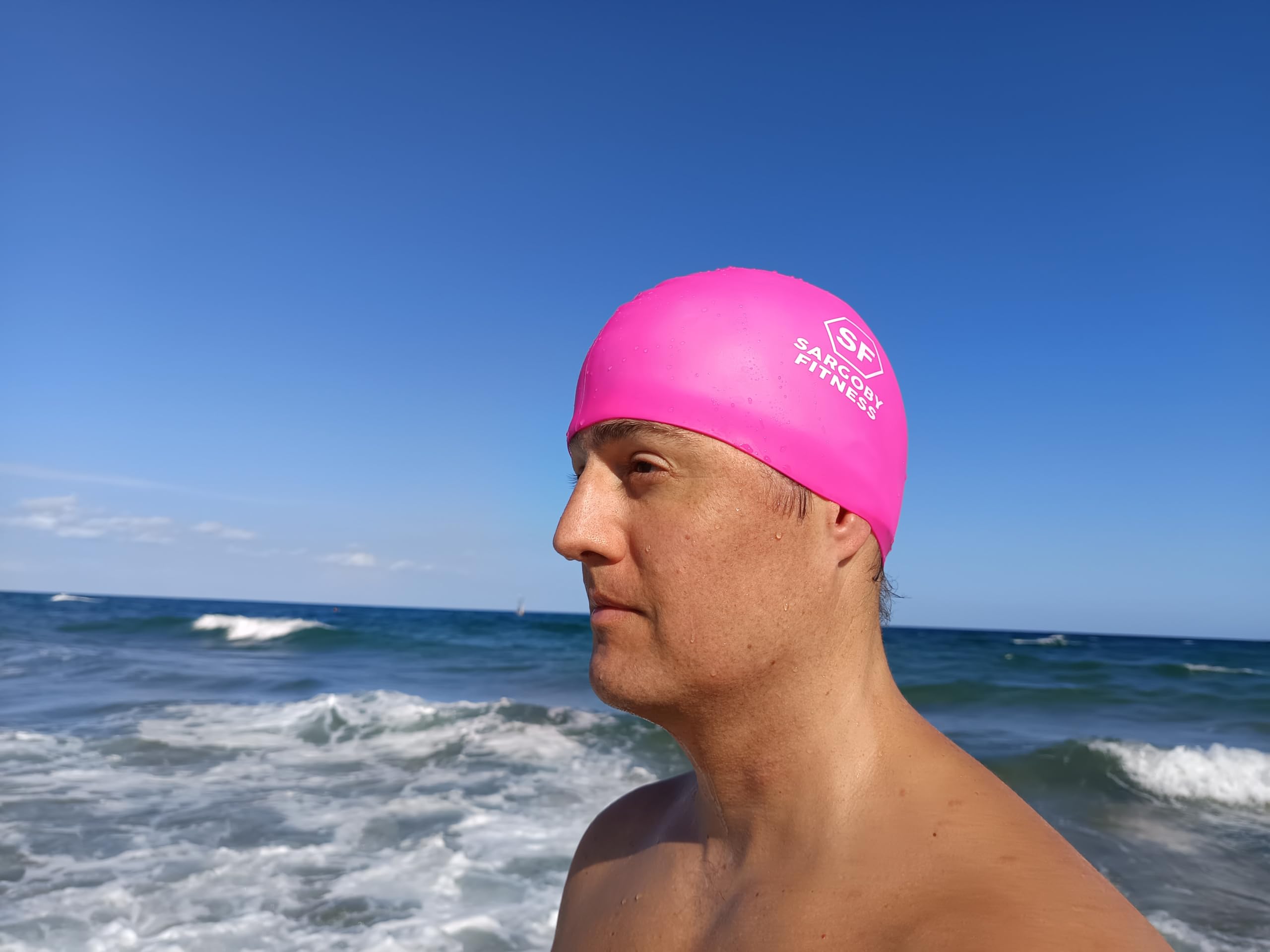 Sargoby Fitness UK Swim Cap Adult Standard-Size for Competitive or Recreational Swimmer Looking for more speed South Africa Rainbow Australia (Pink) - Image 2