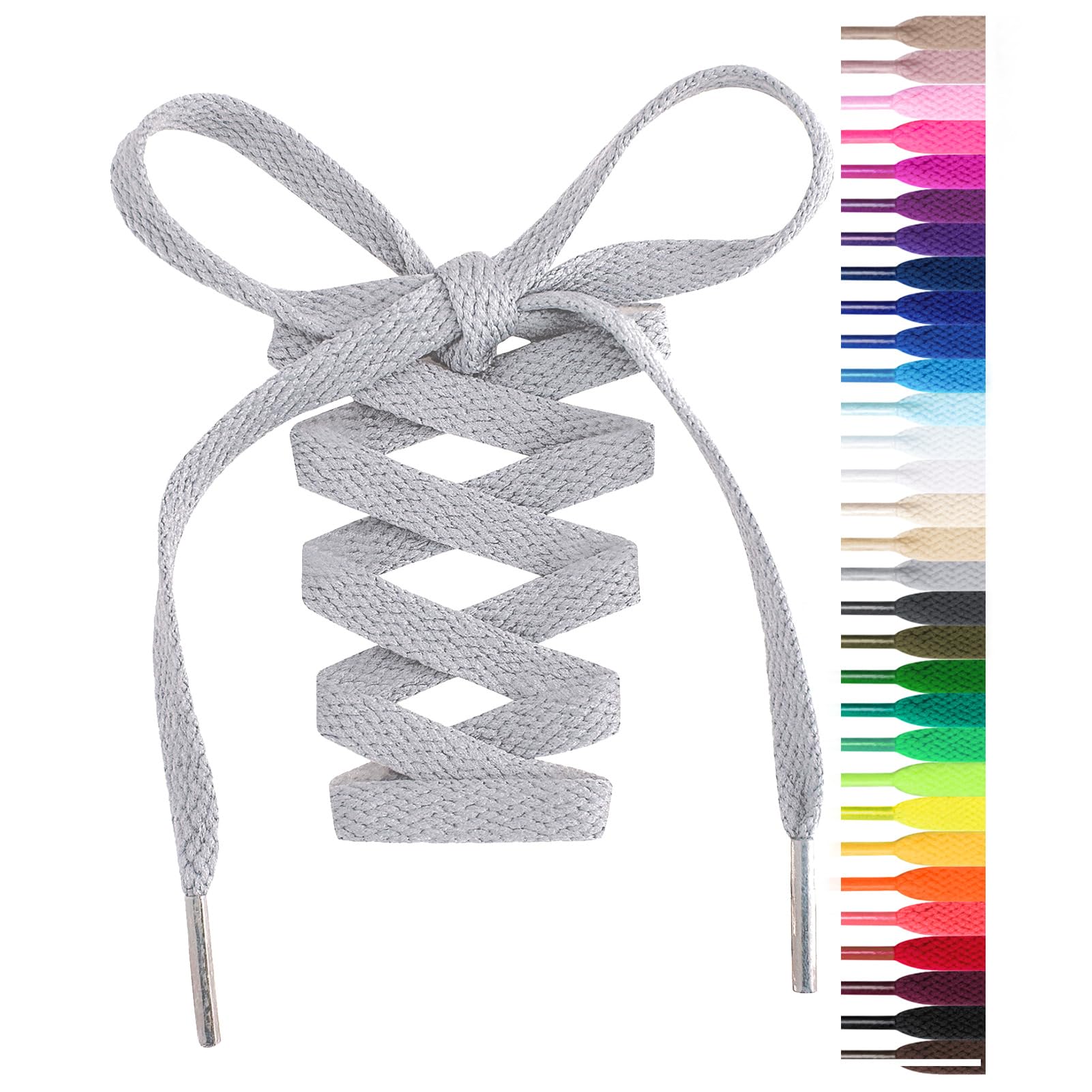 Handshop Flat Shoelaces 5/16", 31 Colors in 36"-72" Shoe Laces For Sneakers