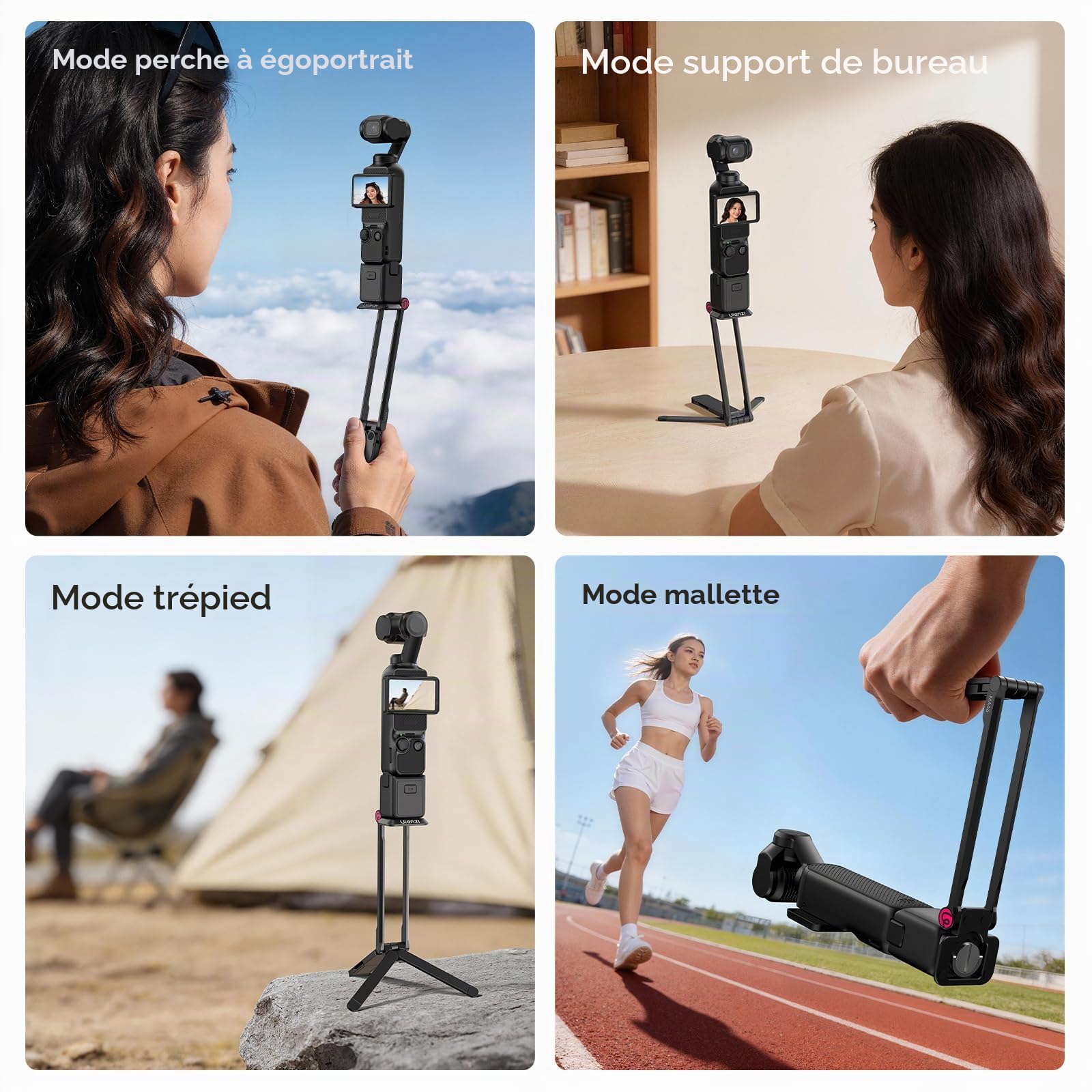ULANZI MA66 Trépied pour Appareil Photo Compatible avec DJI OSMO Pocket 3 4, Support de caméra à dégagement Rapide avec Fixation 1/4", Perche à Selfie magnétique Pliable Uka & Arca-Swiss