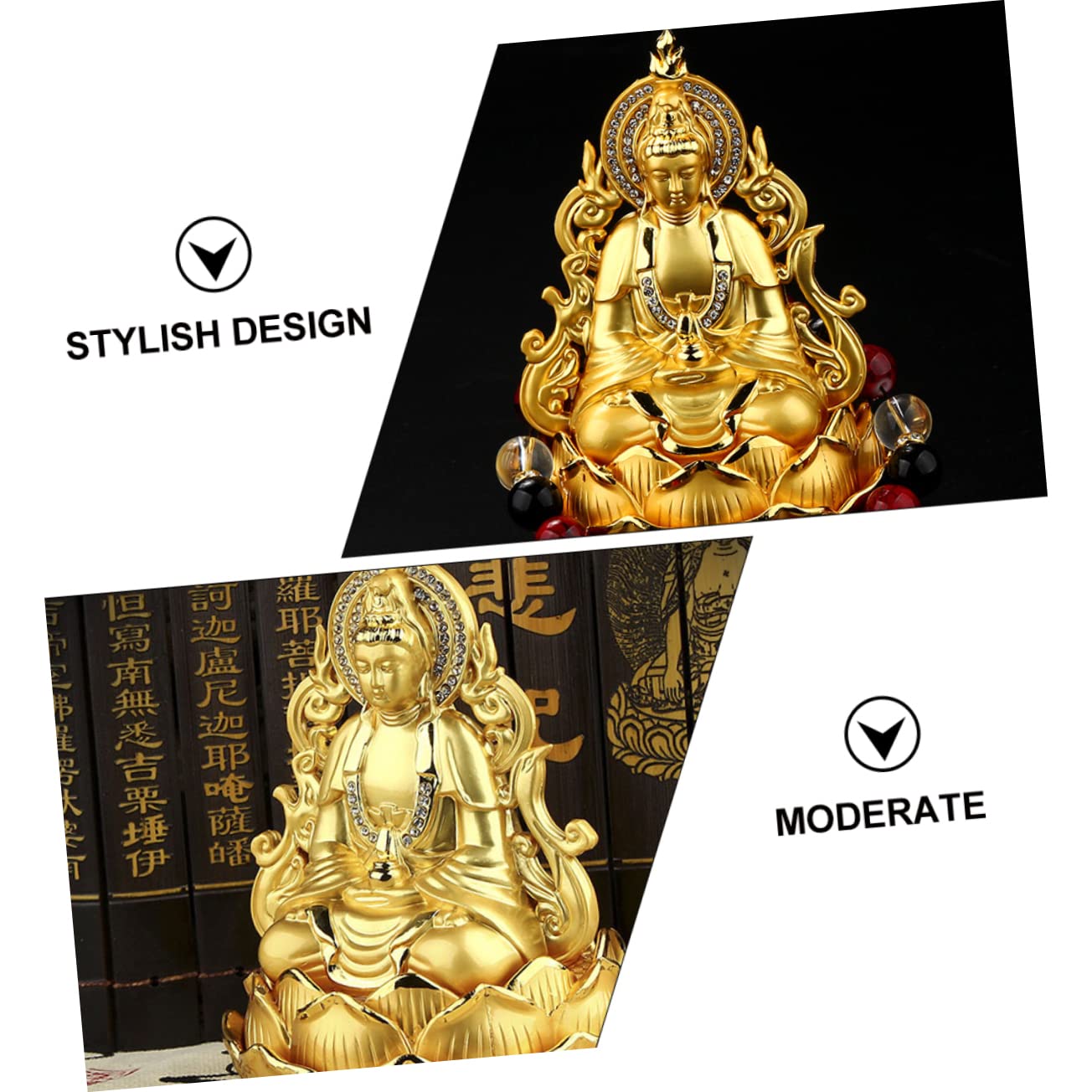 Guan Yin Auto Duftdiffusor aus Legierung Goldfarben Stilvolles Design Kleine Größe Lufterfrischer fürs Auto gegen Gerüche für Innenraum