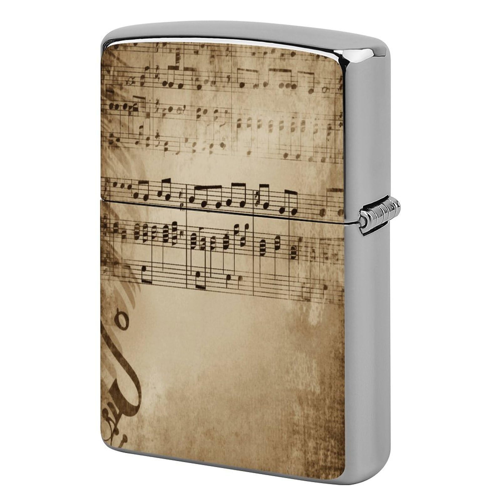 Fekiloot Style Music Notes On Old Paper Lighter Case Cover Metal Lighter Case
