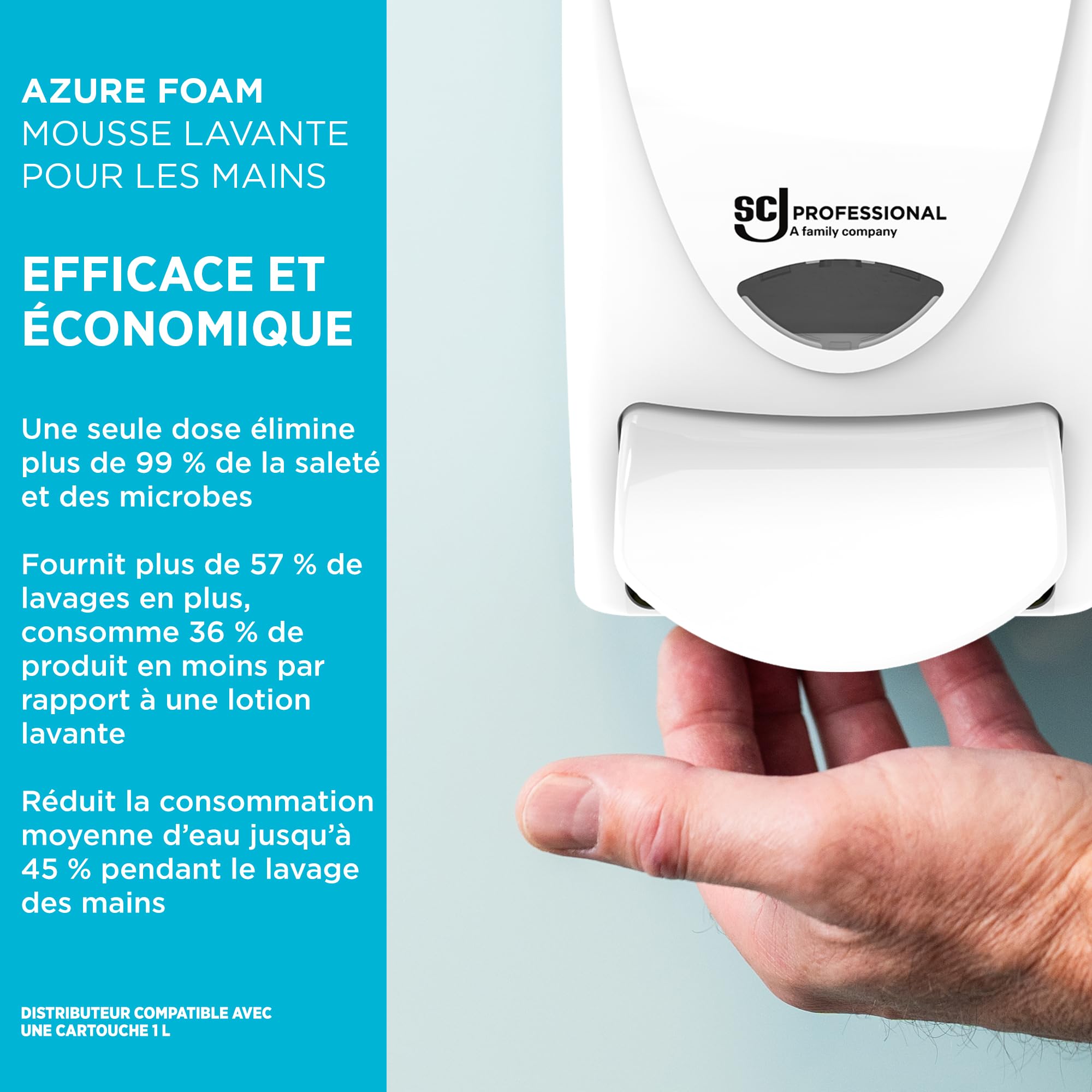SC Johnson Professional Azure Foam Kit de Recharges – Nettoyant moussant – Lavage des Mains pour Peaux sensibles – Parfum Fruits Frais – 2 Cartouches de 1 Litre – Réservé à Un Usage Professionnel
