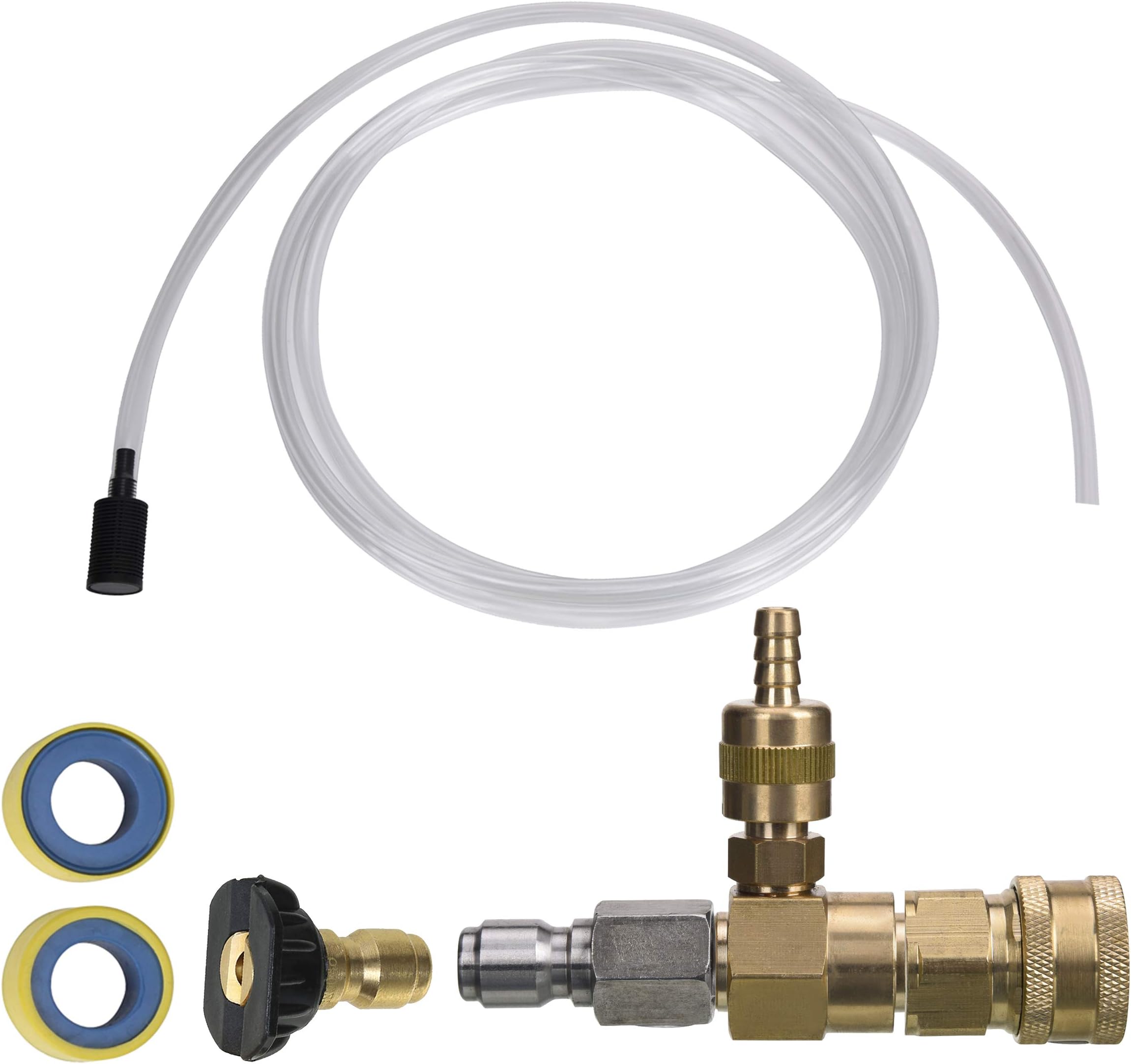 M MINGLE Adjustable Chemical Injector Kit for Pressure Washer, Soap Injector, 3/8 Inch Quick Connector