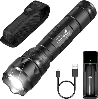 ULTRAFIRE Tactical Flashlight with Holster, 1000 Lumens 5 Modes LED Police Flashlight for Duty Belt, Super Bright Small EDC Flash Light with Torch Pouch, WF-502B