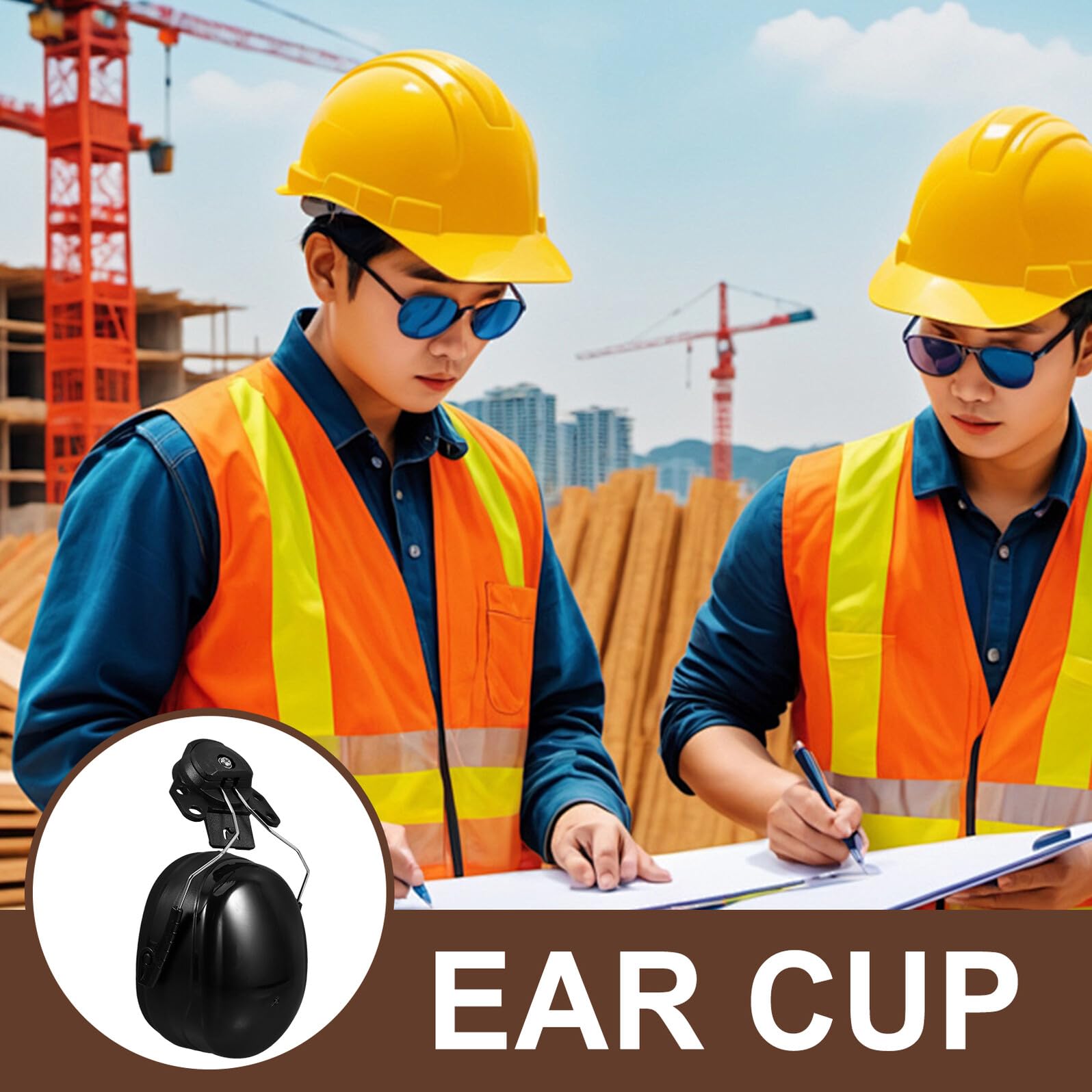 Mipcase Orejeras De Seguridad Industriales Cancelación De Ruido Para Casco De Construcción, Ajustables, De Abs Resistente y Diseño Ligero, Protección Auditiva Para Entornos Ruidosos y Uso Laboral