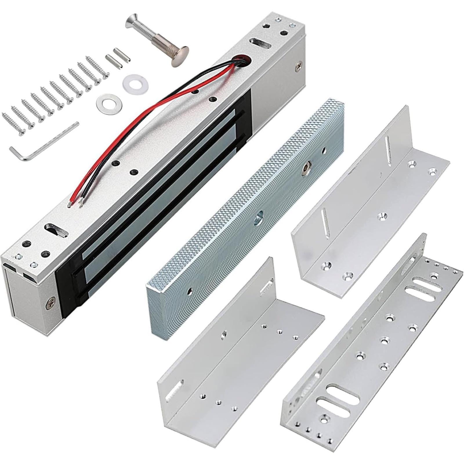 Cerradura magnética eléctrica de 12 V CC, 280 kg, fuerza de sujeción de 600 libras, incluye soporte de montaje ZL, para sistema de seguridad del hogar, adecuado para puerta de madera/metal/vidrio