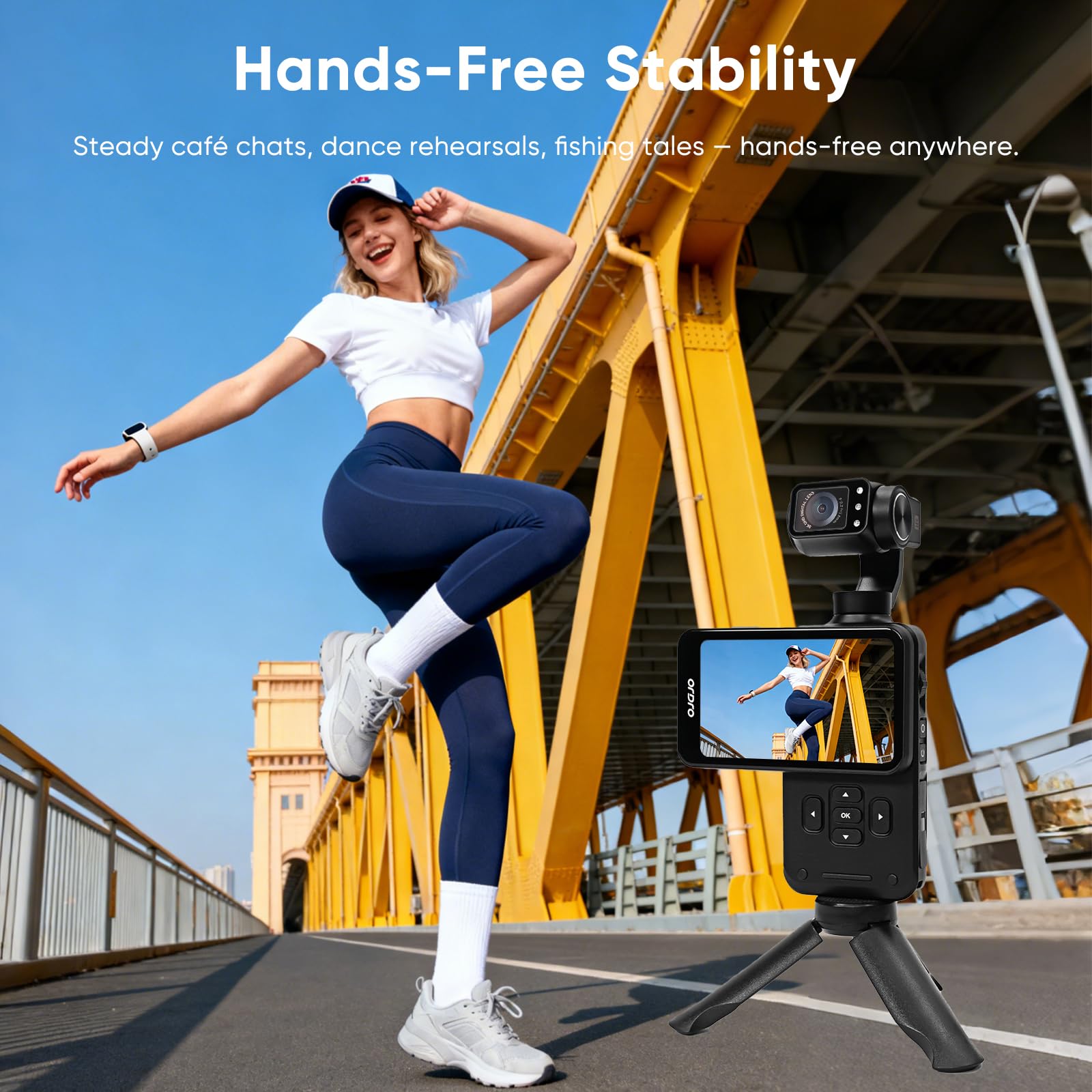 ORDRO M5 Pack para Creadores​​, Estabilización de 3 Ejes, Cámara de Video Portátil con Sensor CMOS de 1/2.5'' y Video 4K 60fps, Pantalla Táctil Giratoria de 3.5 Pulgadas, Cámara para Vlogs de YouTube