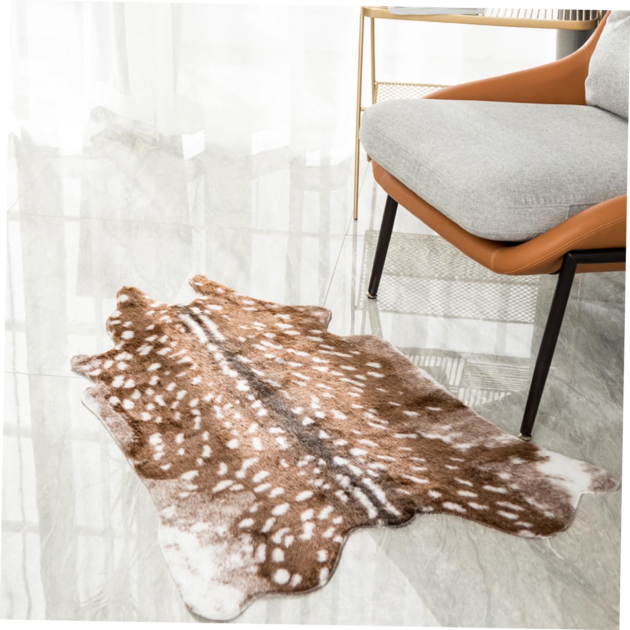Alipis Tapis de Cerf Sika Décoratif en Polyester, Couleur Café