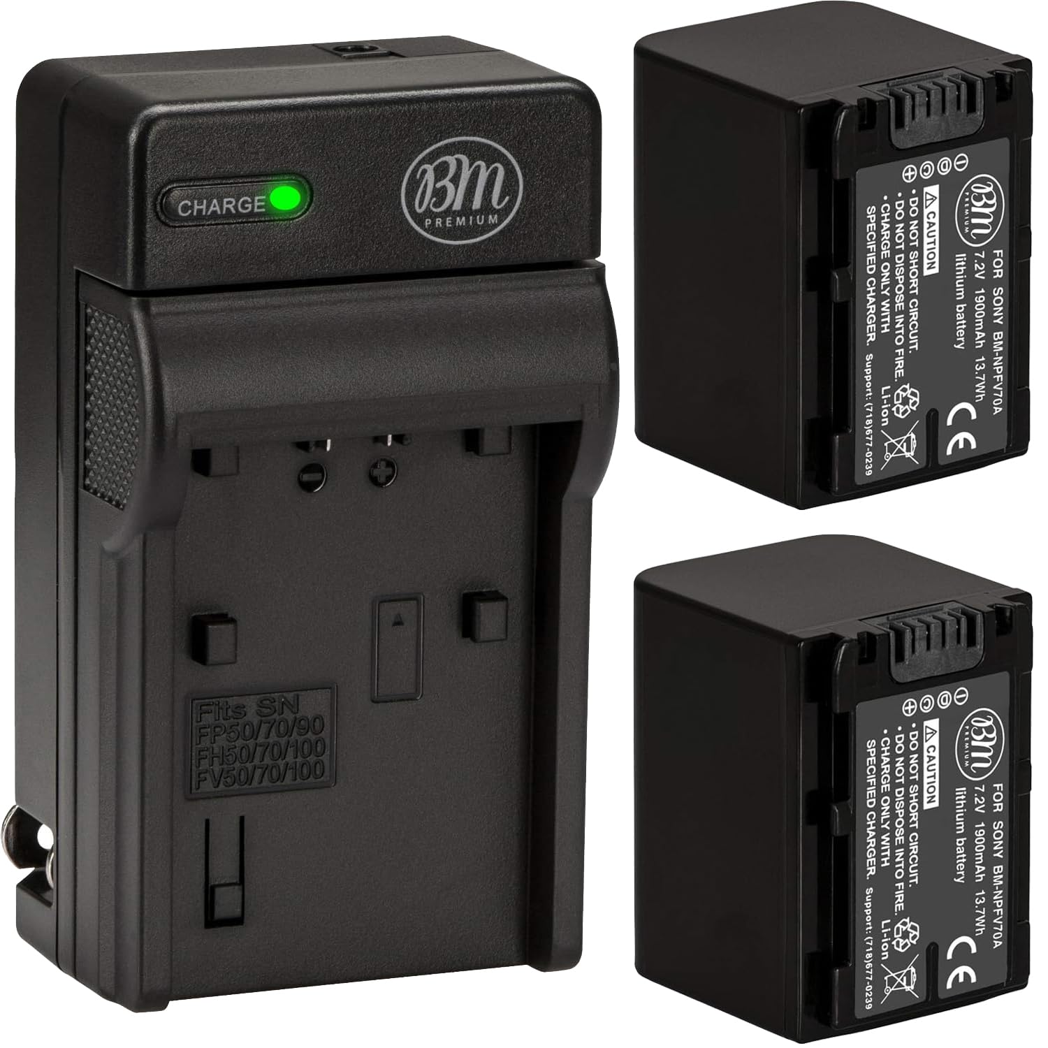 BM Premium 2 NP-FV70A Batteries and Charger for Sony FDR-AX30, FDR-AX33, FDR-AX53, FDR-AX700, FDR-AX100, FDR-AXP35 HXR-MC50, HXR-MC88, HX-RNX80, PXW-Z90V, NEX-VG10, VG20, NEX-VG30, NEX-VG900 Cacmorder