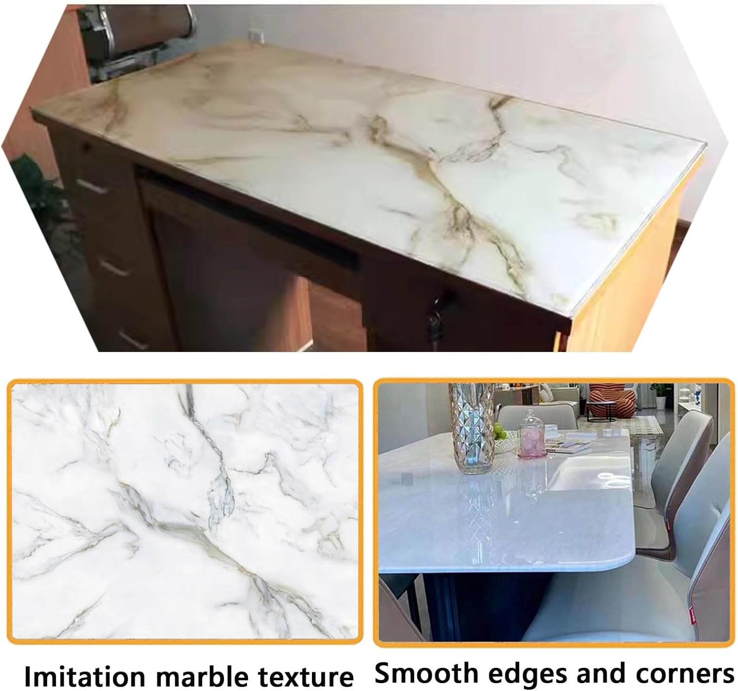 Rectangle Glass Table Top - Tempered - 8mm Thick Glass - Flat Polished Glass - Tempered Glass Table Outdoor, Faux Marble Glass Table Top, Ideal for Patio, Dining, Coffee, Side Table(Color:B,Size:100x5