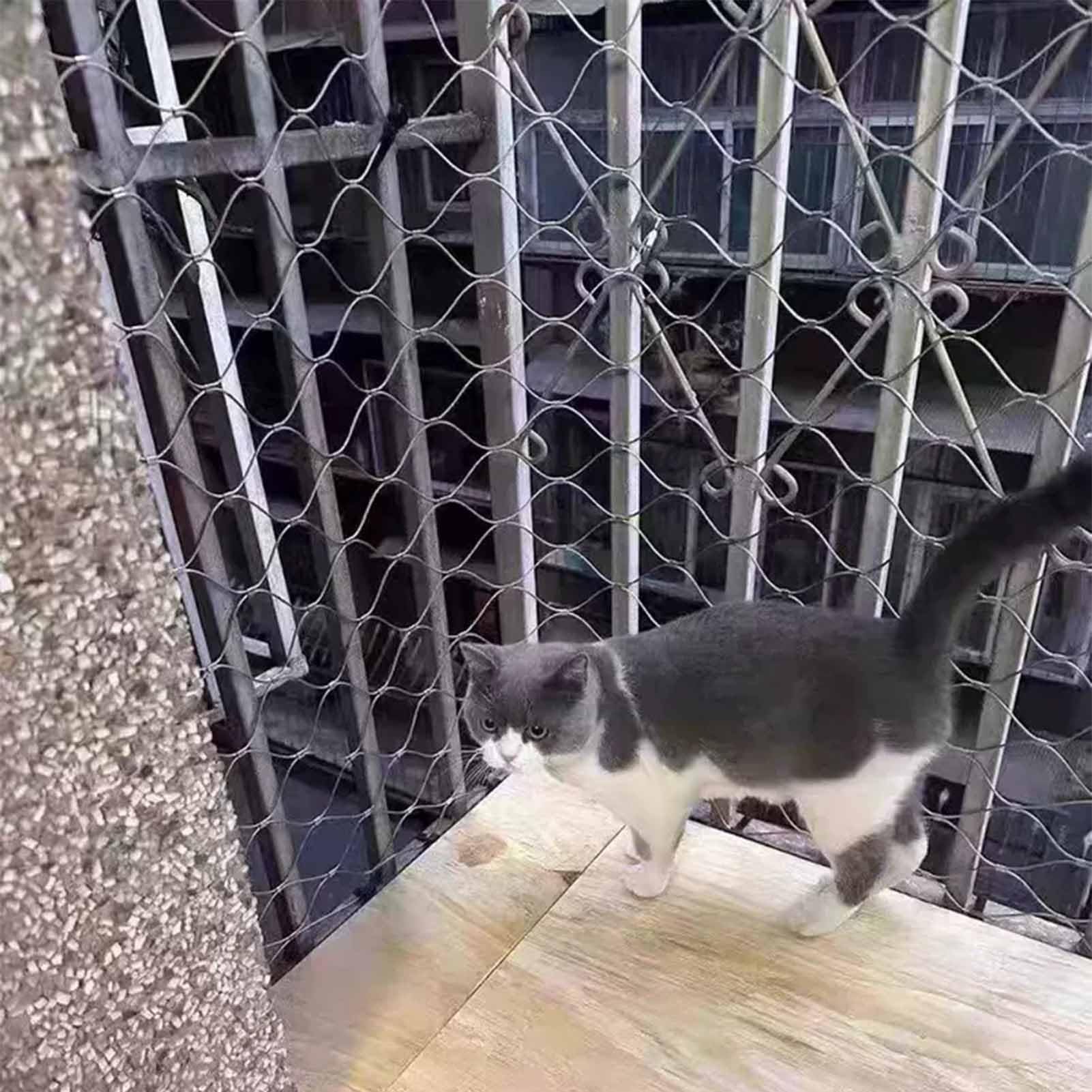 VXHCS Siatka linowa ze stali nierdzewnej 304, 10 cm / 2 mm, bezpieczna siatka chroniąca przed upadkiem, na schody, balustradę (0,8 x 3 m)