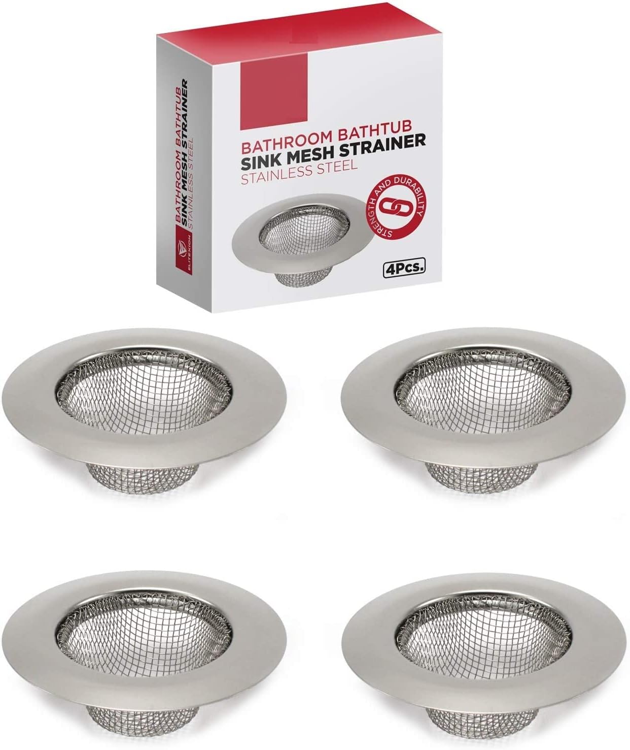 4pcs Bathroom Bathtub Sink Mesh Strainer Stainless Steel (Pack of 4)