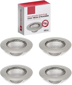 4pcs Bathroom Bathtub Sink Mesh Strainer Stainless Steel Pack of 4