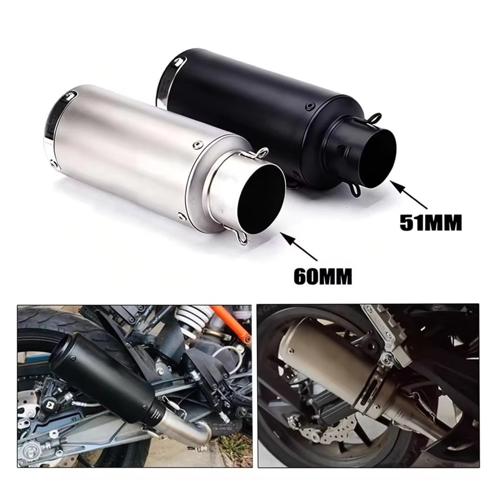 silencioso escape moto Para R1 R2 Para MT07 Para Kawasaki Para Z800 | Para Z900 para Ninja 400 Escape Moto 51MM/60MM tubo de Escape motocicleta modificado(60MM A2)