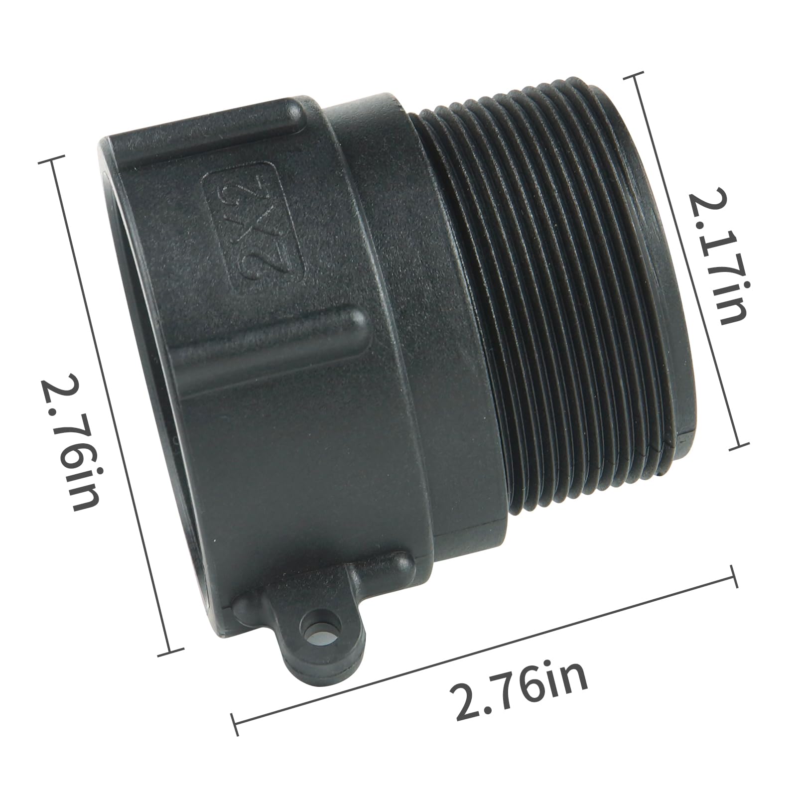 IBC - Adaptador de accesorios de mano hembra de 2 pulgadas x rosca de tubo NPT macho de 2 pulgadas, conector de tanque de agua de 275 galones con junta resistente de grado alimenticio (paquete de 2)
