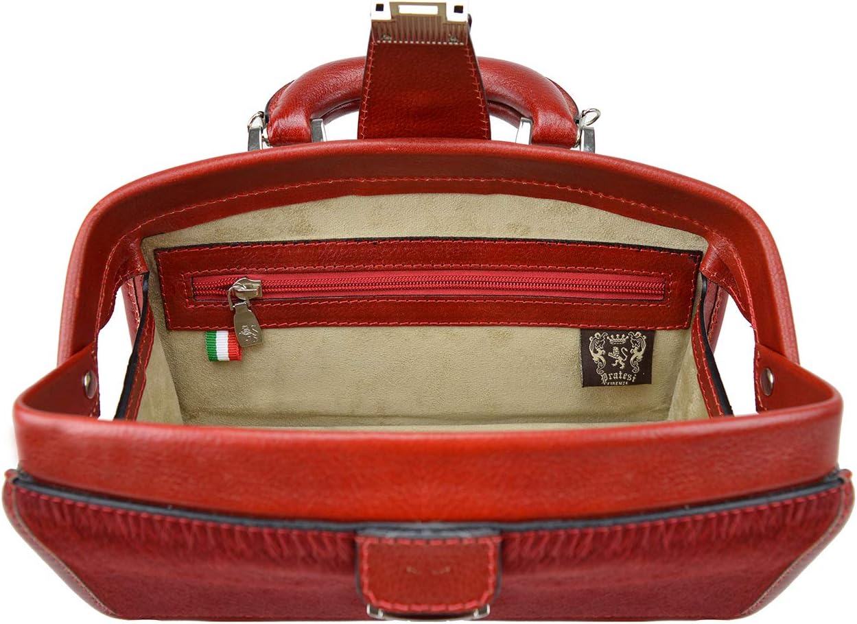 Pratesi Leather, Leather Bag for Women Lady Brunelleschi Cavallino Handbag in real leather - Lady Brunelleschi C120/N Cherry