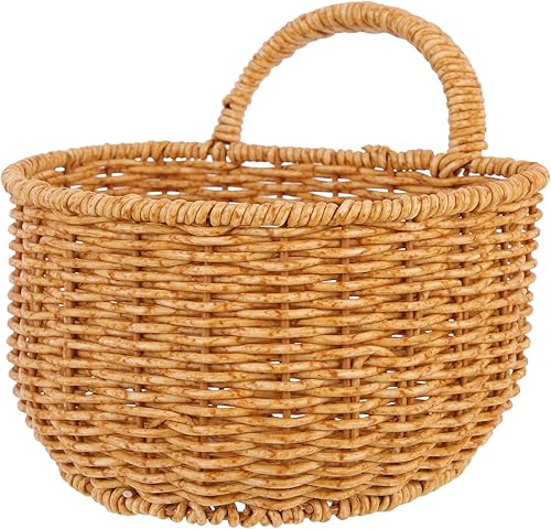 Zerodeko Papelera tejida con pajilla, para dormitorio, cesta para colgar en la pared, pequeños botes de basura de mimbre con asa, para encimera,