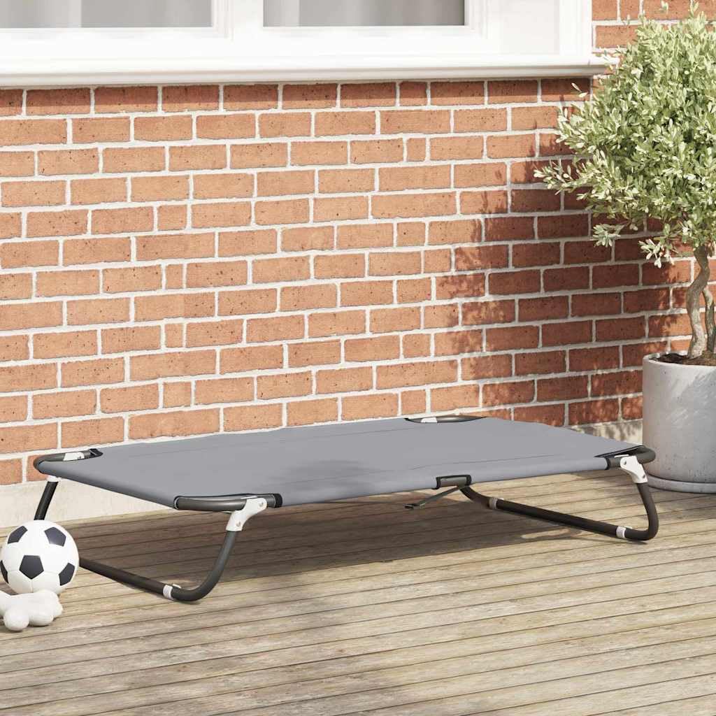 Cuccia per cani con telaio in acciaio, pieghevole, antigraffio, antiscivolo, impermeabile, traspirante, per interni ed esterni, comoda cuccia per animali domestici, facile da pulire, grigio