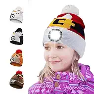 LED Beanie with Light for Adults, USB Rechargeable Headlamp Cap Unisex Winter Warm Knit Night Light Hat for Camping Running