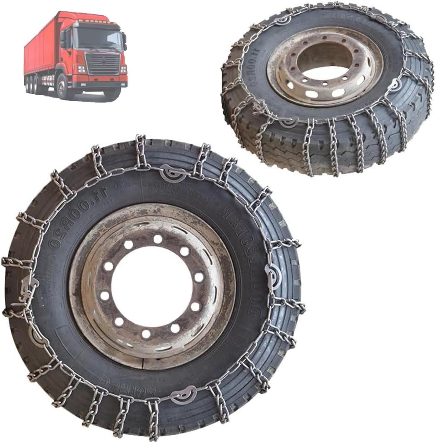 2pcs 9mm Heavy Duty Snow Tire Chains for Suv Pickup Trucks and AVT Traction Chains Manganese Skid Design for Snow and Mud Reliable Grip 225/75R17.5 2pcs 235/75R17.5