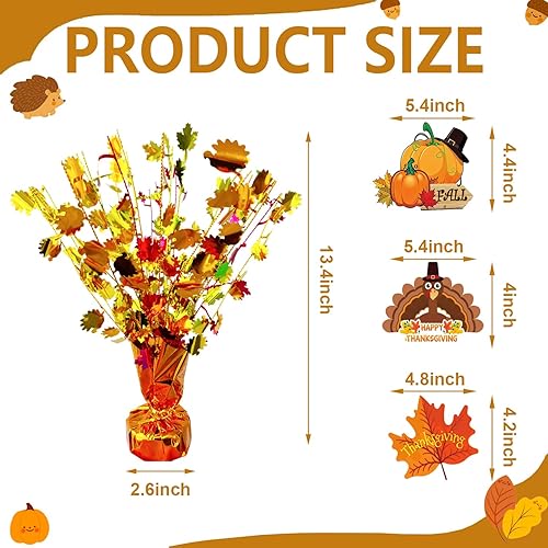 Miniatura 2 de Paquete de 3 centros de mesa en aerosol para el día de Acción de Gracias, centros de mesa de peso con globos, hilos metálicos dorados y naranjas,