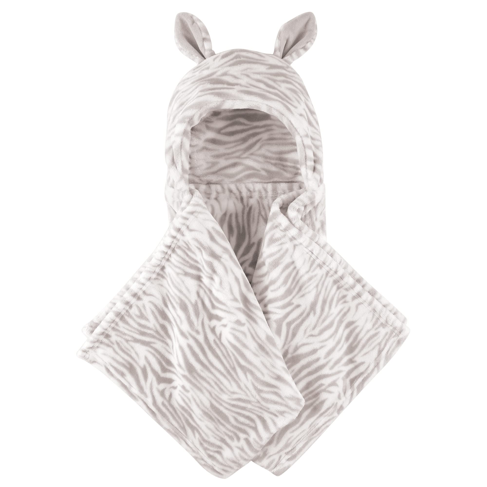 Hudson Baby Unisex Baby and Toddler Hooded Animal Face Plush Blanket, Zebra, One Size